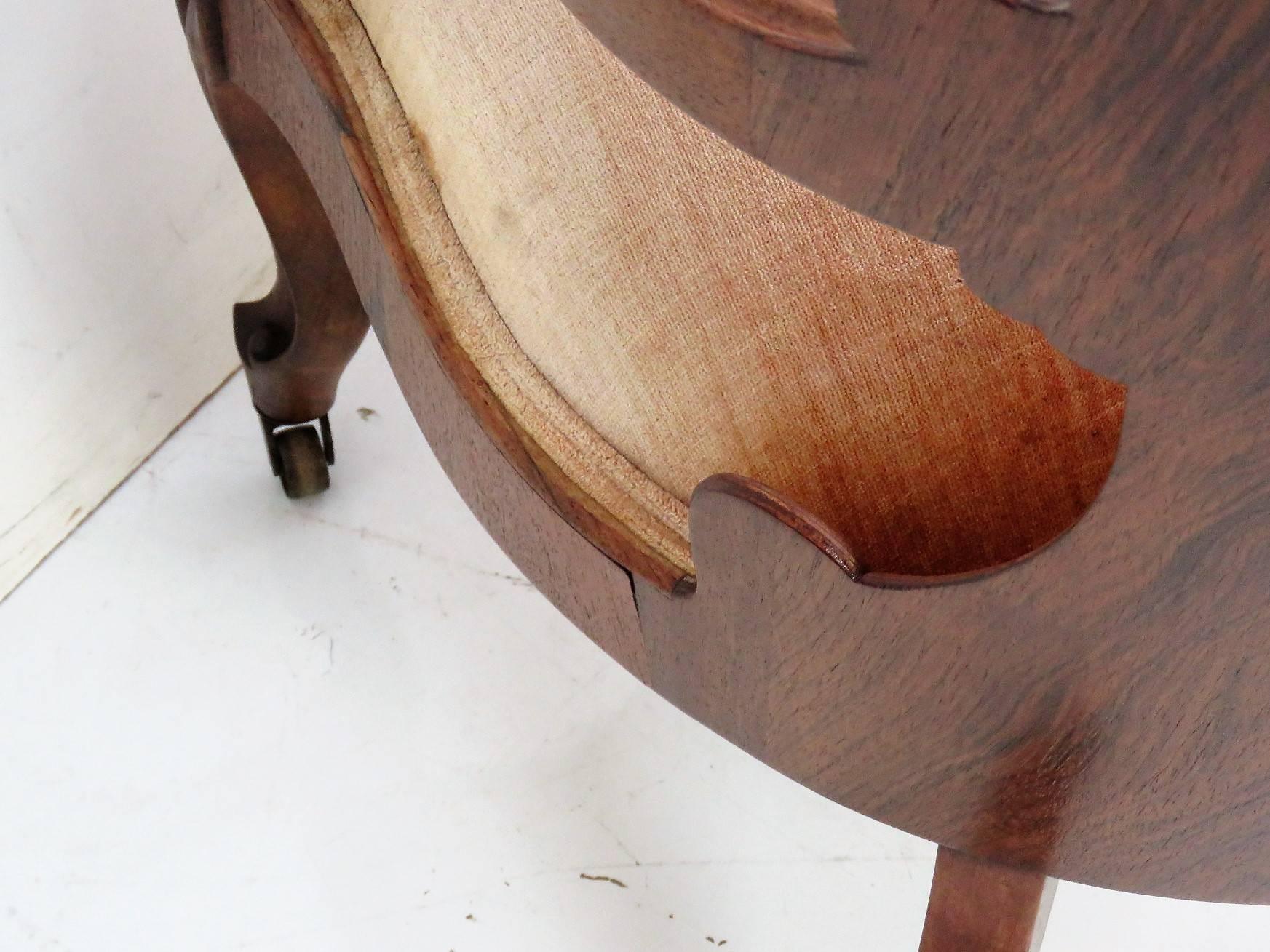 John Henry Belter Style Walnut Laminated Upholstered Man's Chair 4