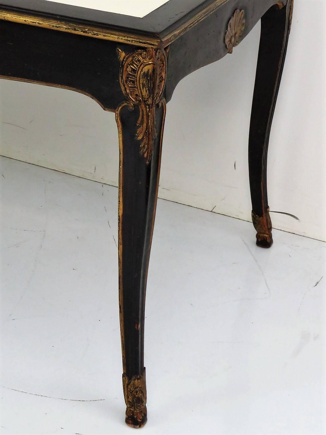 Maison Jansen Regency Style Ebonized and Gilt Leather Top Desk In Good Condition In Swedesboro, NJ