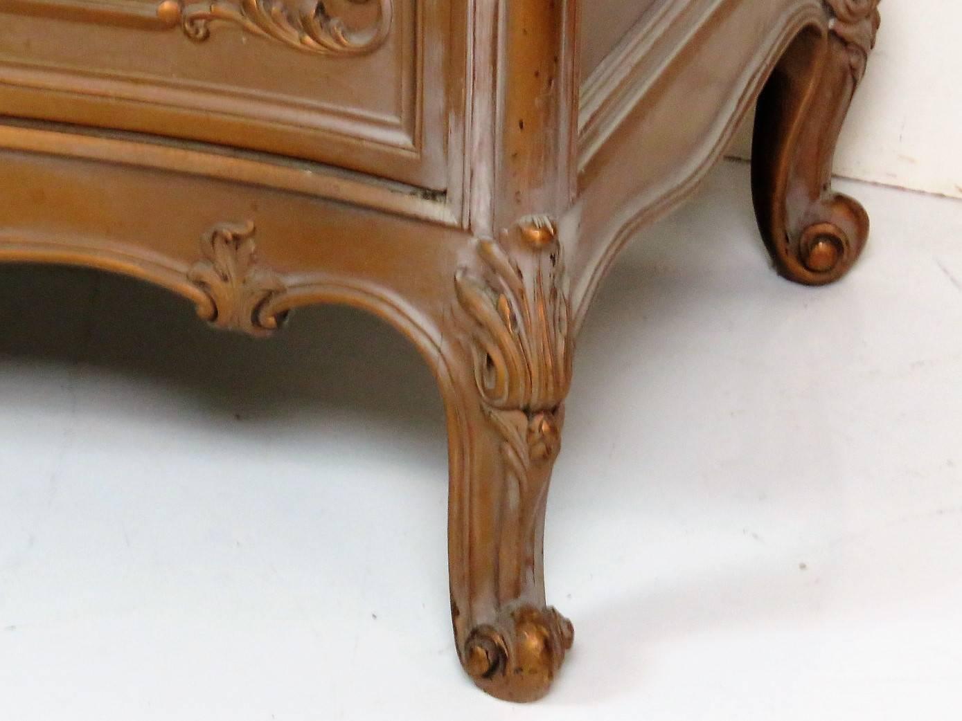 French Style Gilt Carved Marble-Top Commode 1
