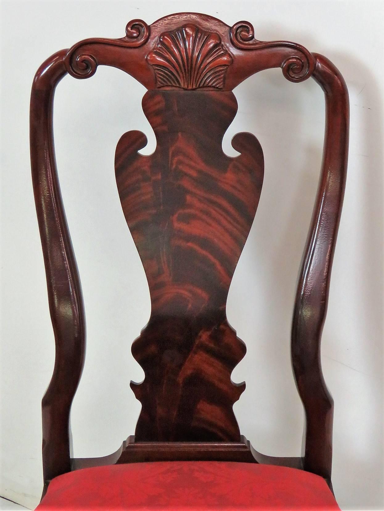 Ten Mahogany Carved Upholstered Dining Chairs 2