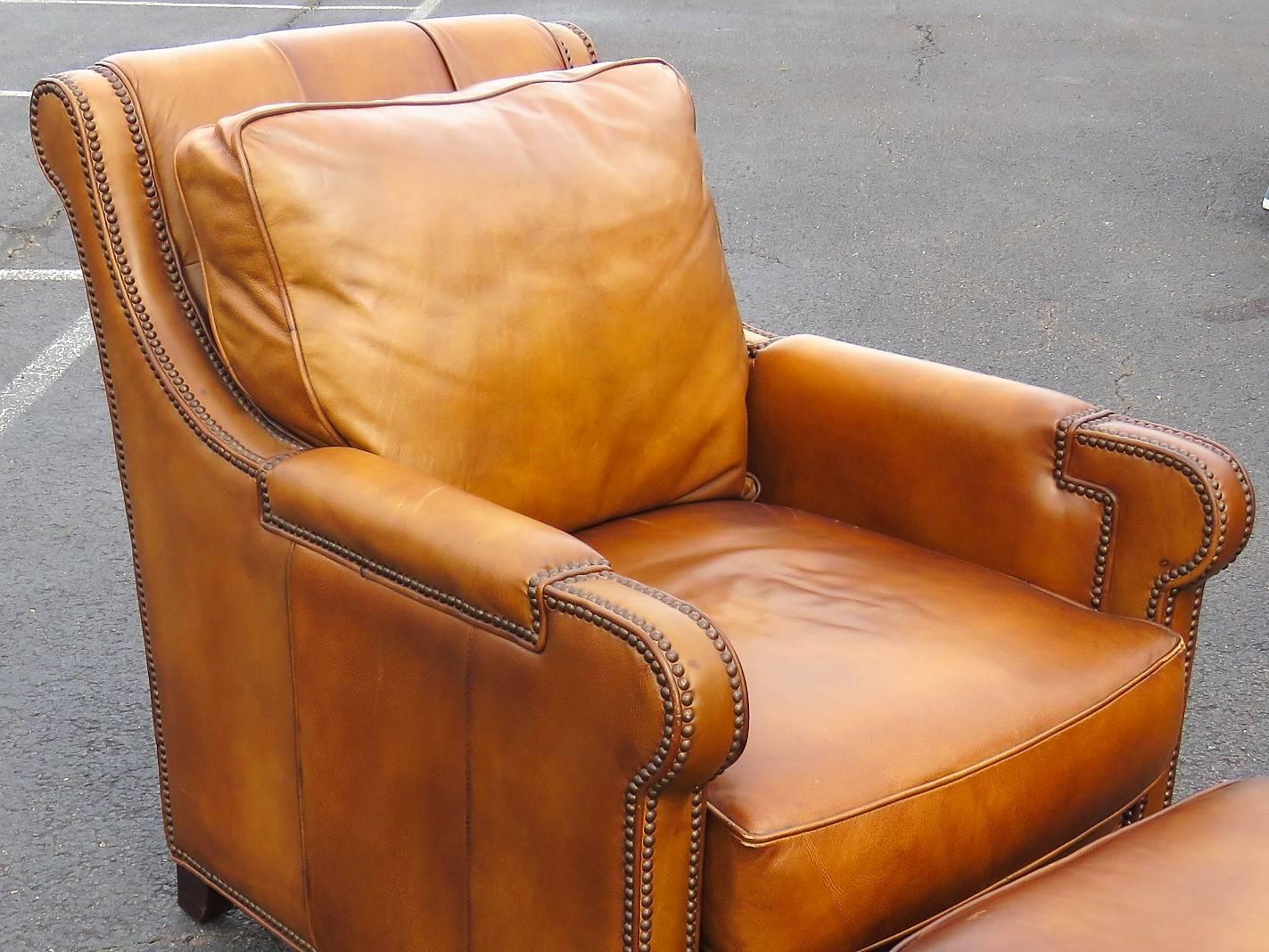 distressed brown leather chair