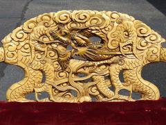 Dragon Carved Painted Chinese Asian Sofa Settee