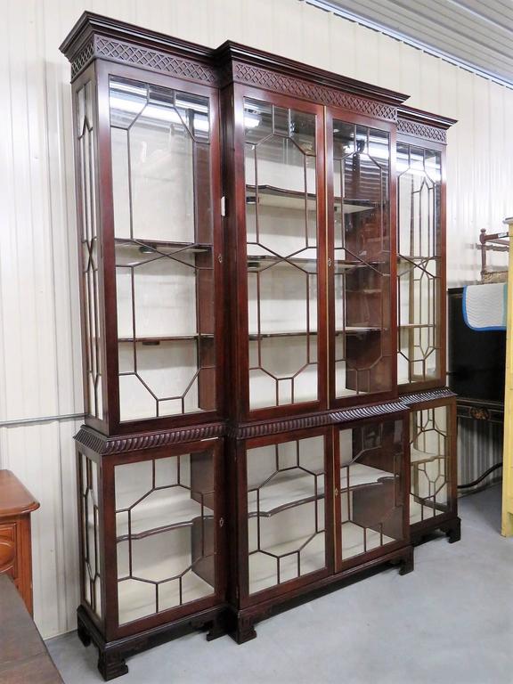 Large Mahogany Carved Lighted Display For Sale at 1stDibs