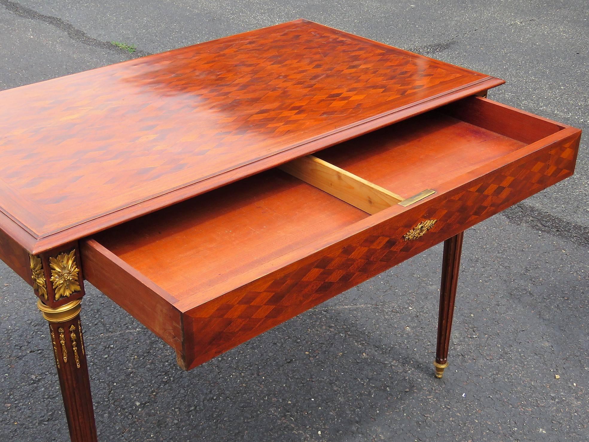 Bronze Mounted Louis XVI Walnut Marquetry Inlaid Ladies Writing Table Desk 2