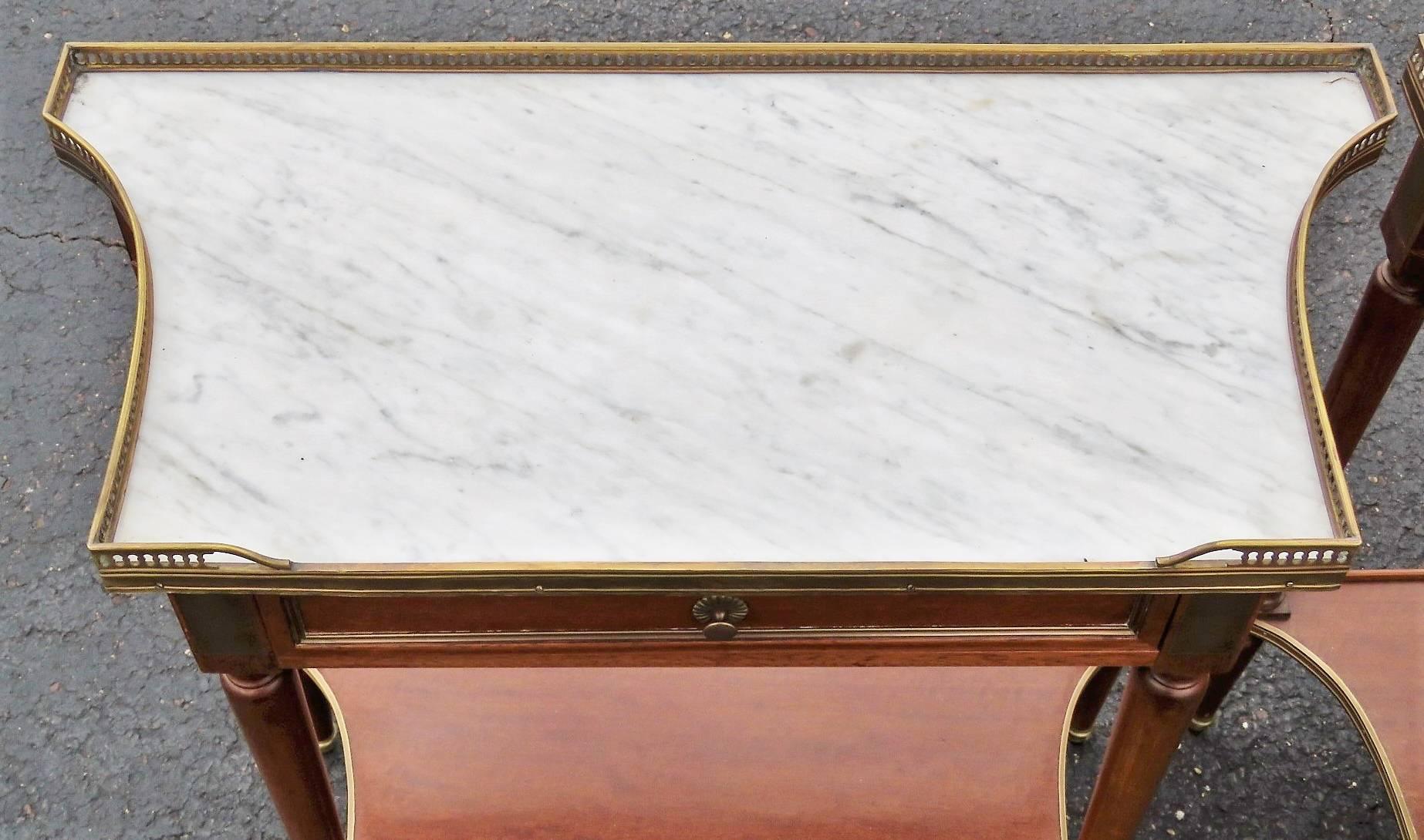 20th Century Pair of Jansen Style Marble-Top Stands