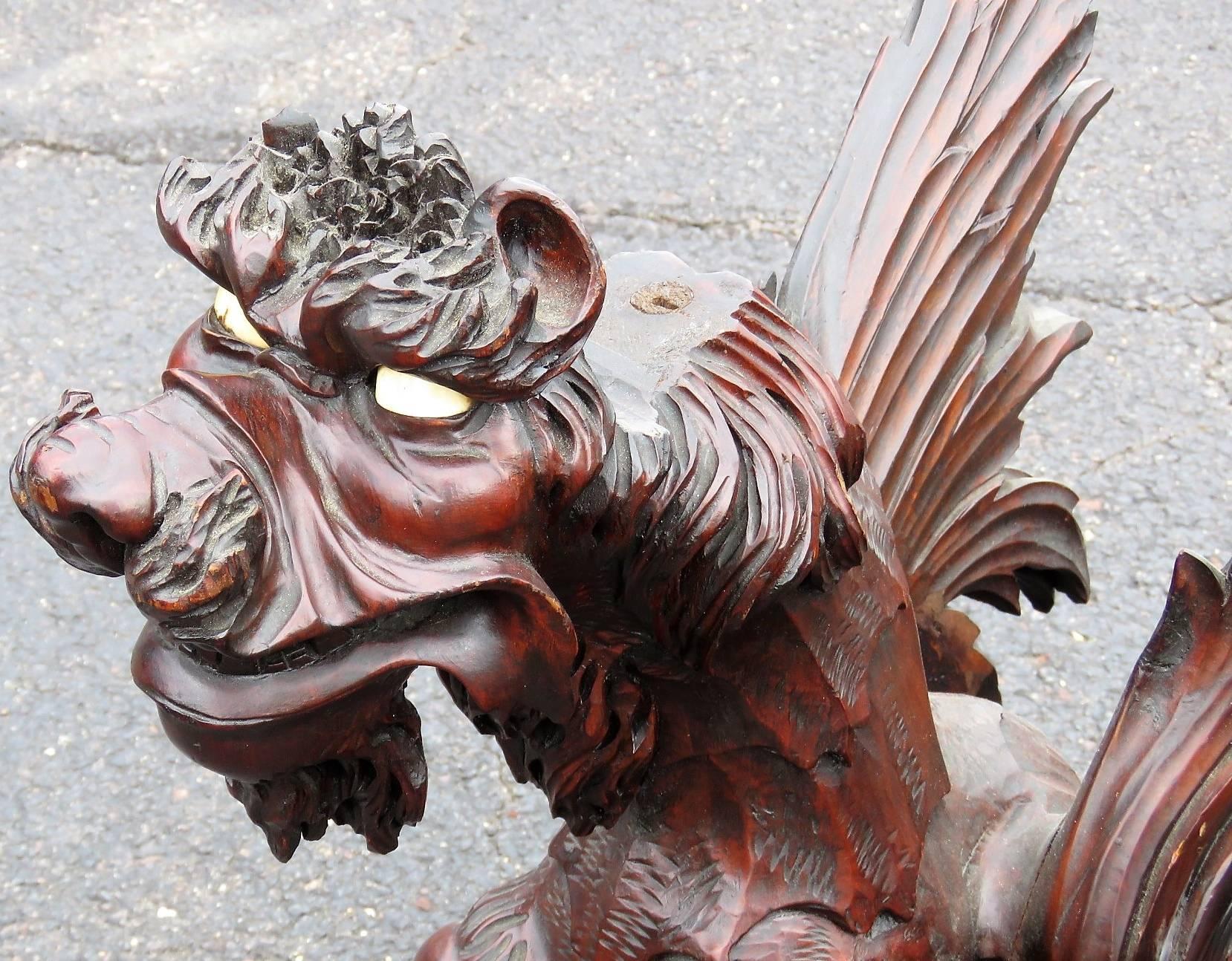 19th Century Pair of Magnificent Figural Carved Griffins
