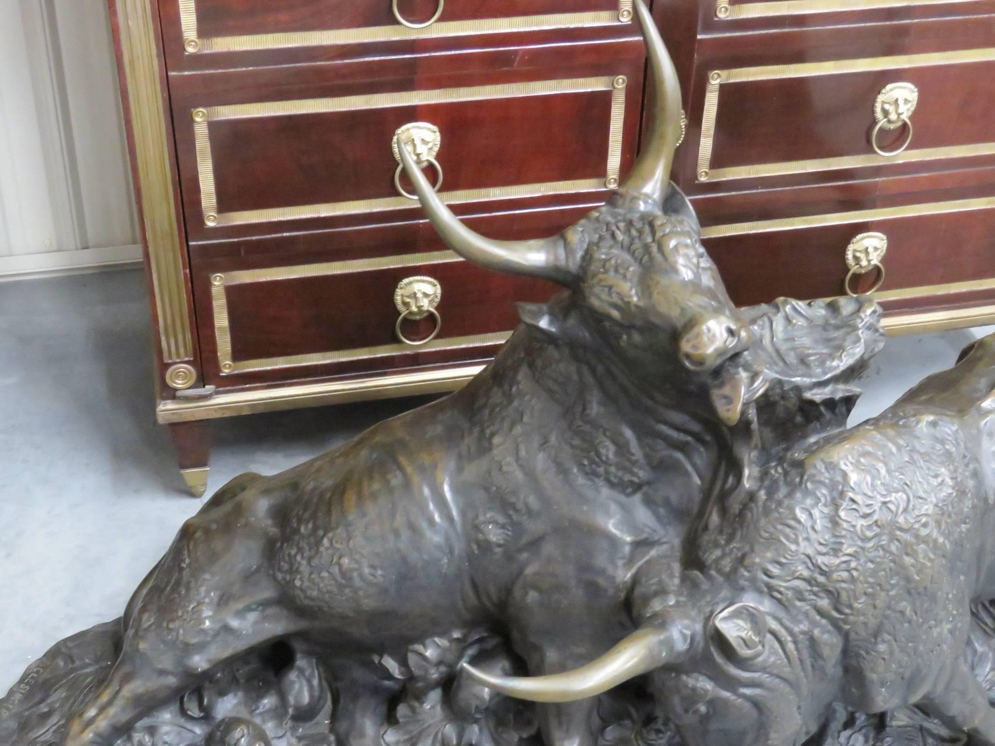 Clesinger Combat De Taureaux Bronze Bull Statue For Sale 1