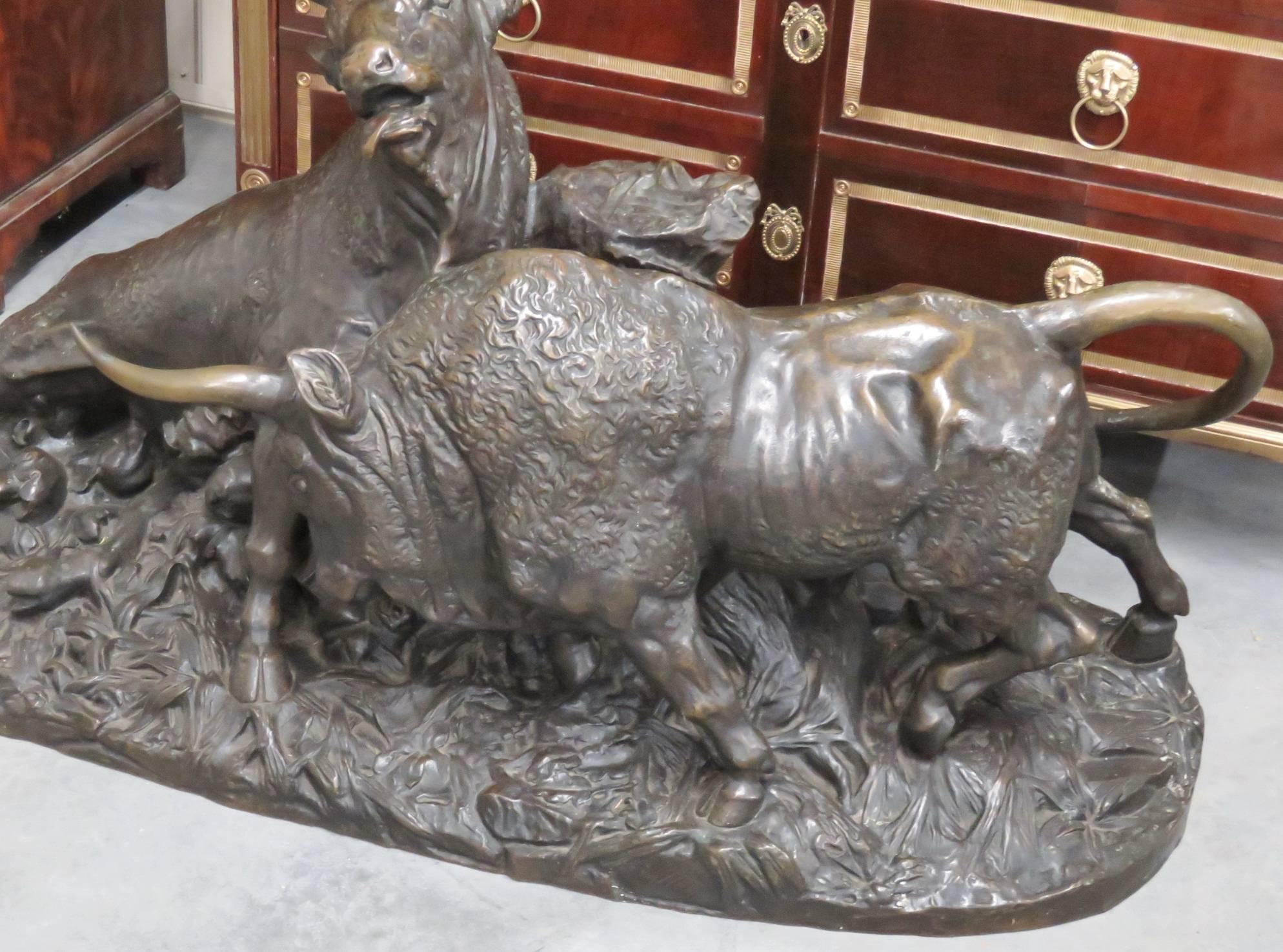 Clesinger Combat De Taureaux Bronze Bull Statue For Sale 2