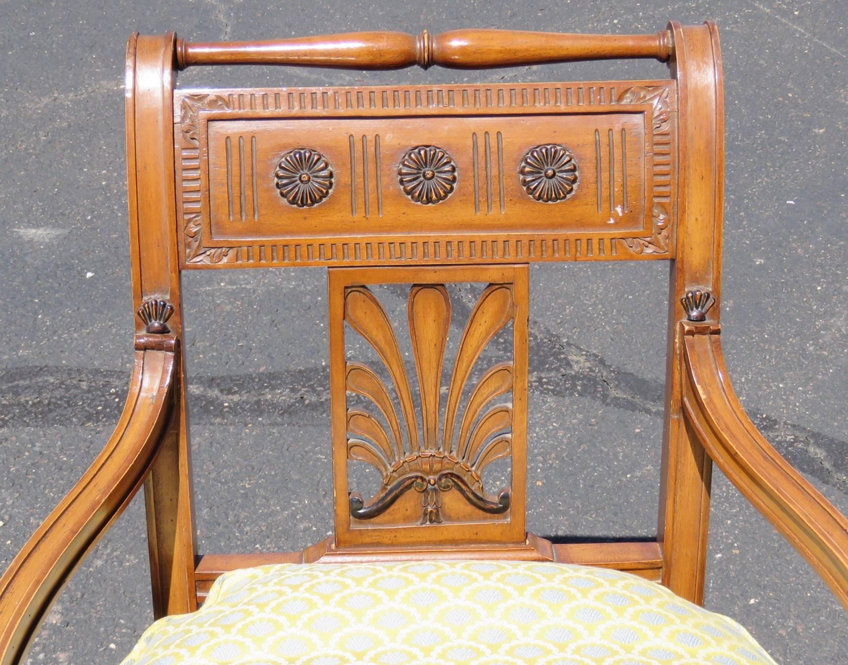 20th Century Directoire Style Carved Walnut Armchair Chair