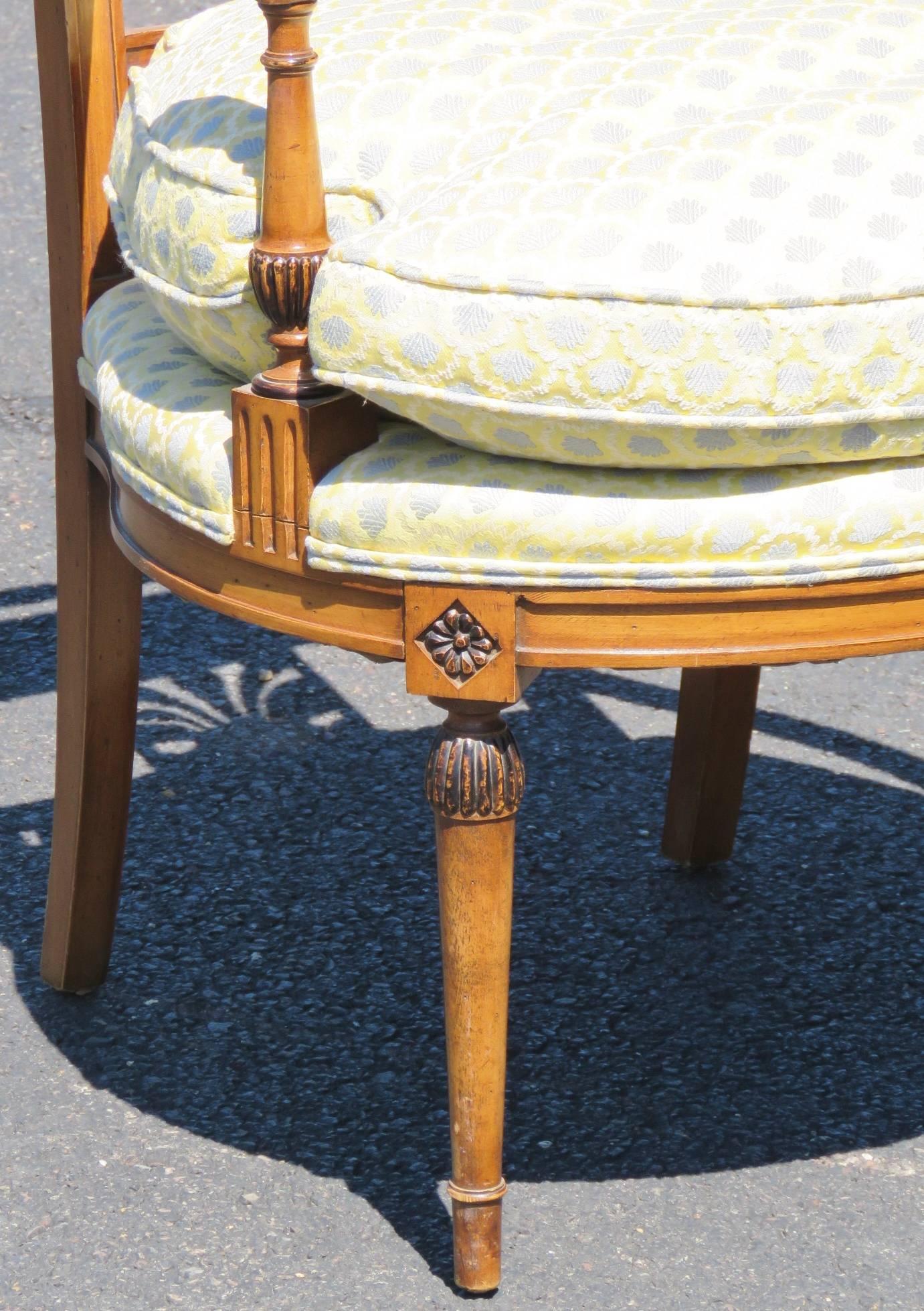 Directoire Style Carved Walnut Armchair Chair In Good Condition In Swedesboro, NJ