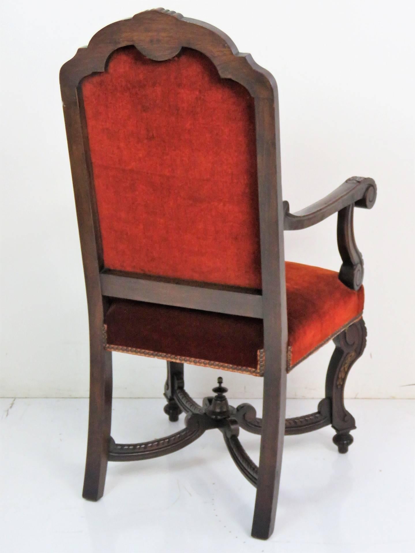 19th Century Six Italian Style Carved Dining Chairs