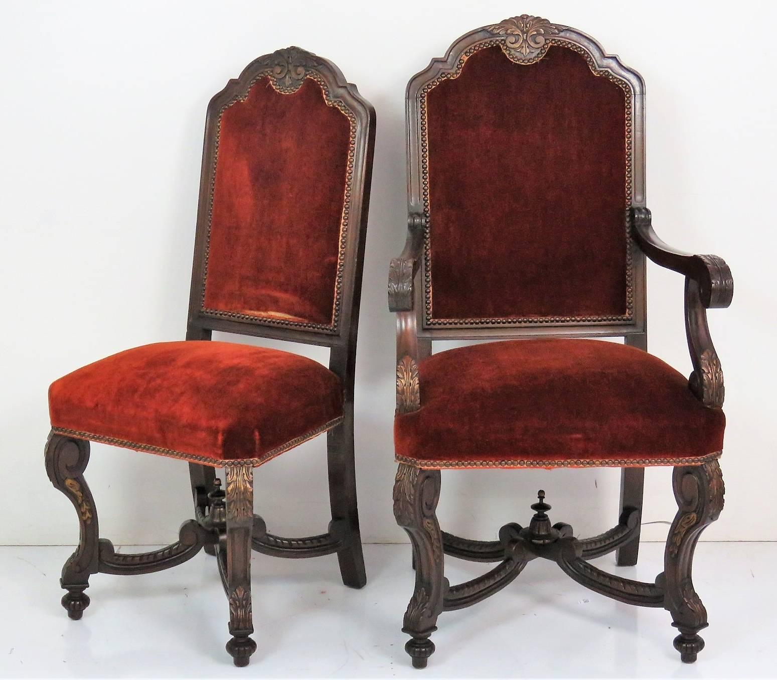 Six Italian Style Carved Dining Chairs 3