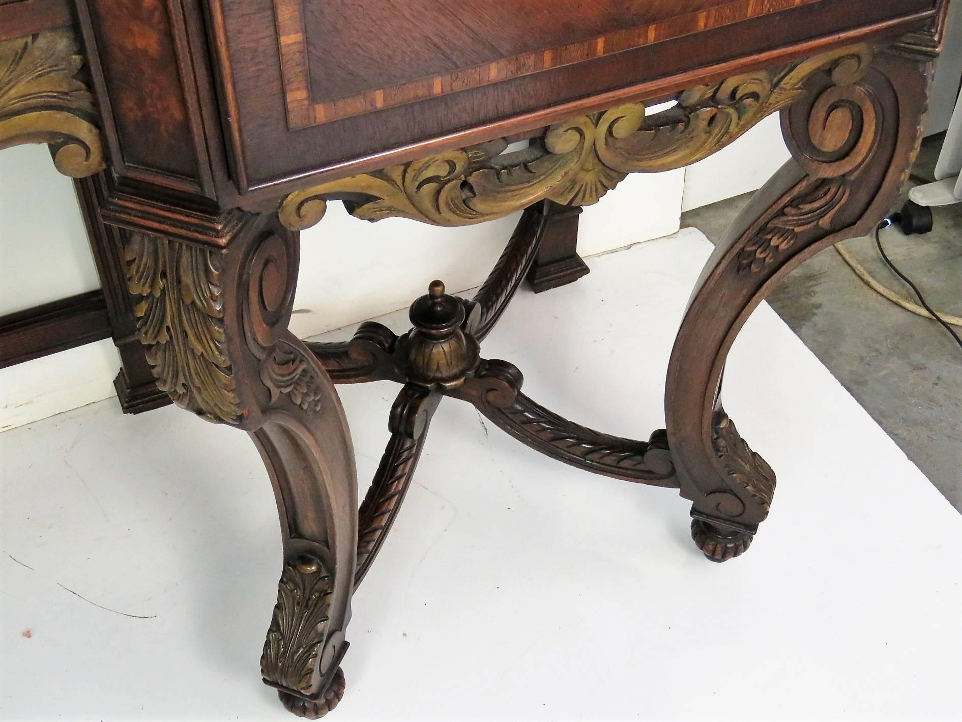 Regency Style Inlaid Marble-Top Console In Good Condition In Swedesboro, NJ
