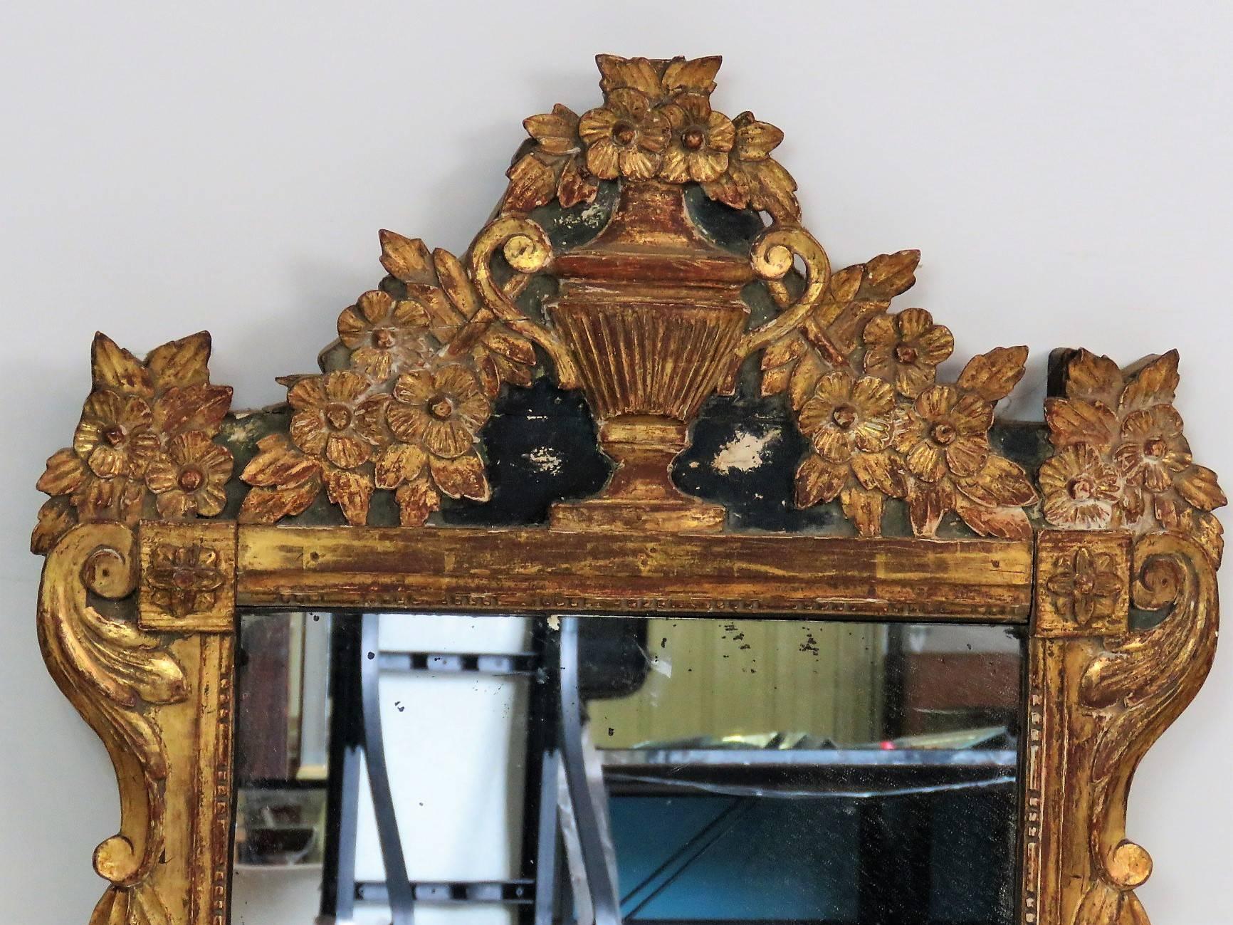 19th Century Antique Gilt Carved Hanging Wall Mirror