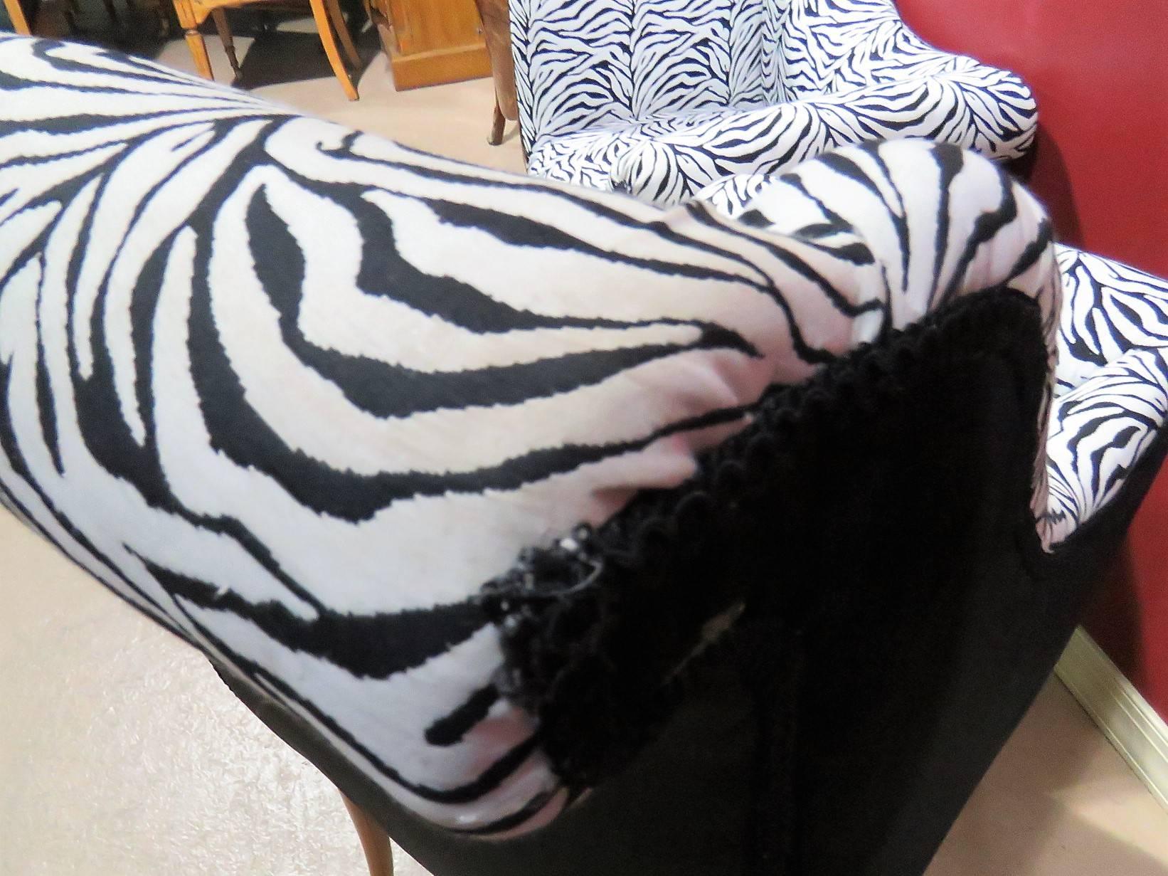 Pair of Regency Style Zebra Print Lounge Chairs In Good Condition In Swedesboro, NJ