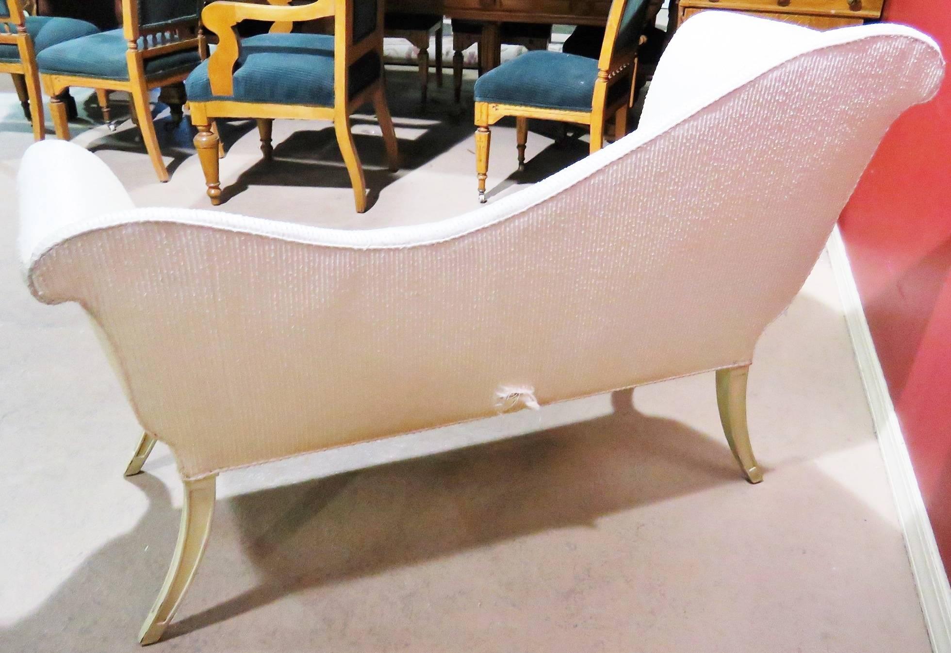 20th Century Diminutive Regency Style Cream Painted Recamier Chaise Daybed