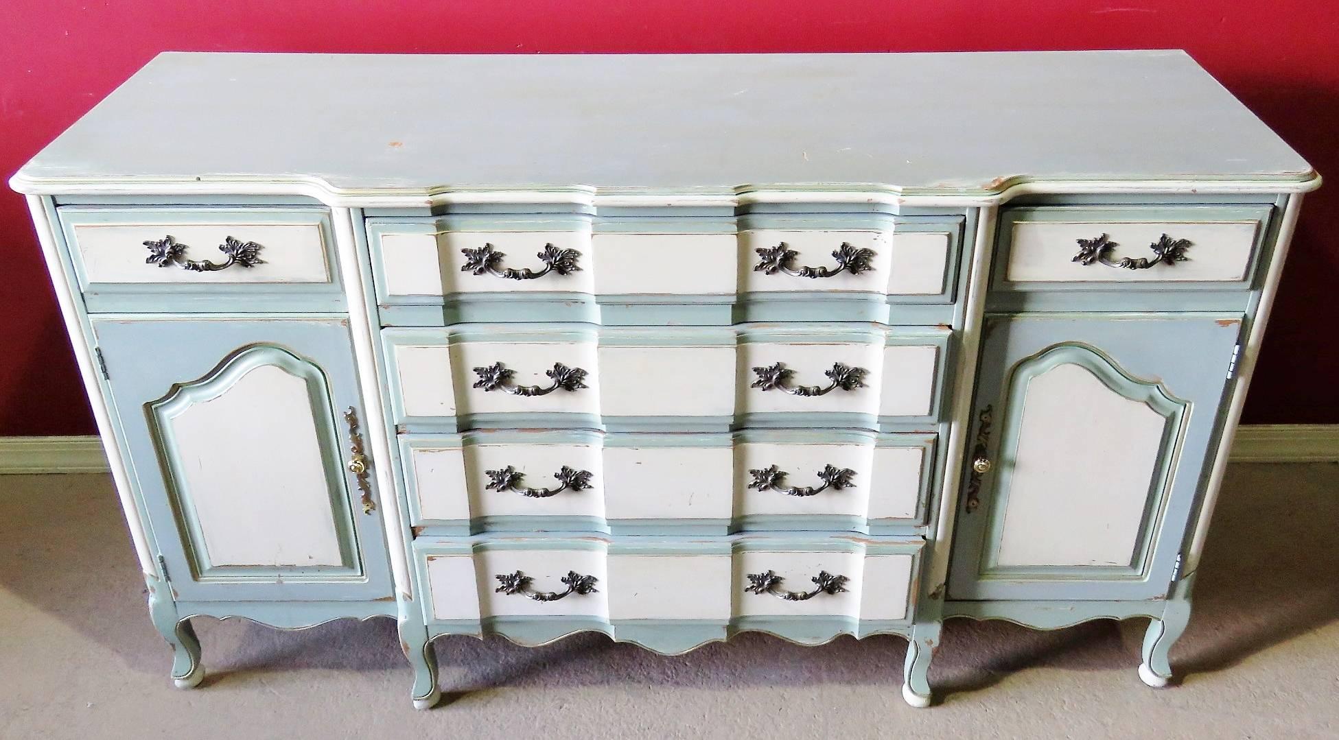 20th Century Gustavian Style Distressed Painted Sideboard