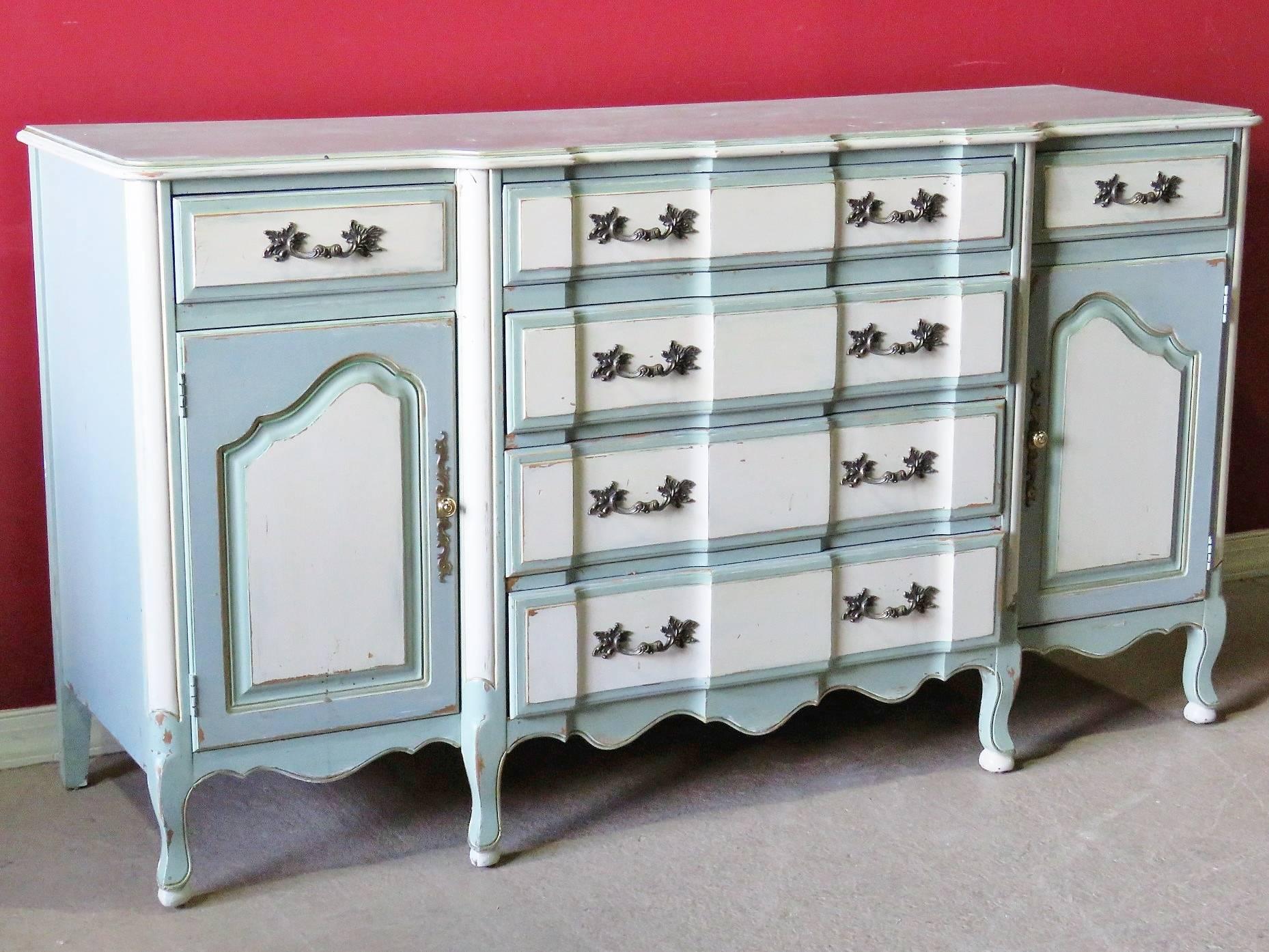 Gustavian Style Distressed Painted Sideboard 1
