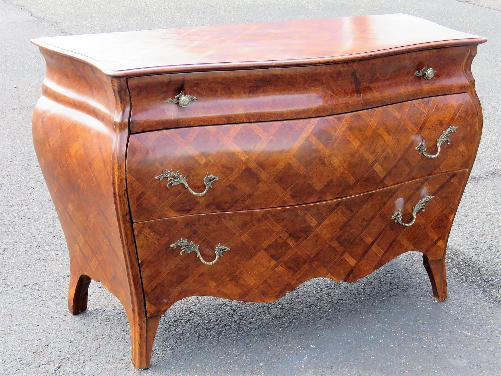 20th Century Italian Provincial Louis XV Style Marquetry Commode Buffet For Sale