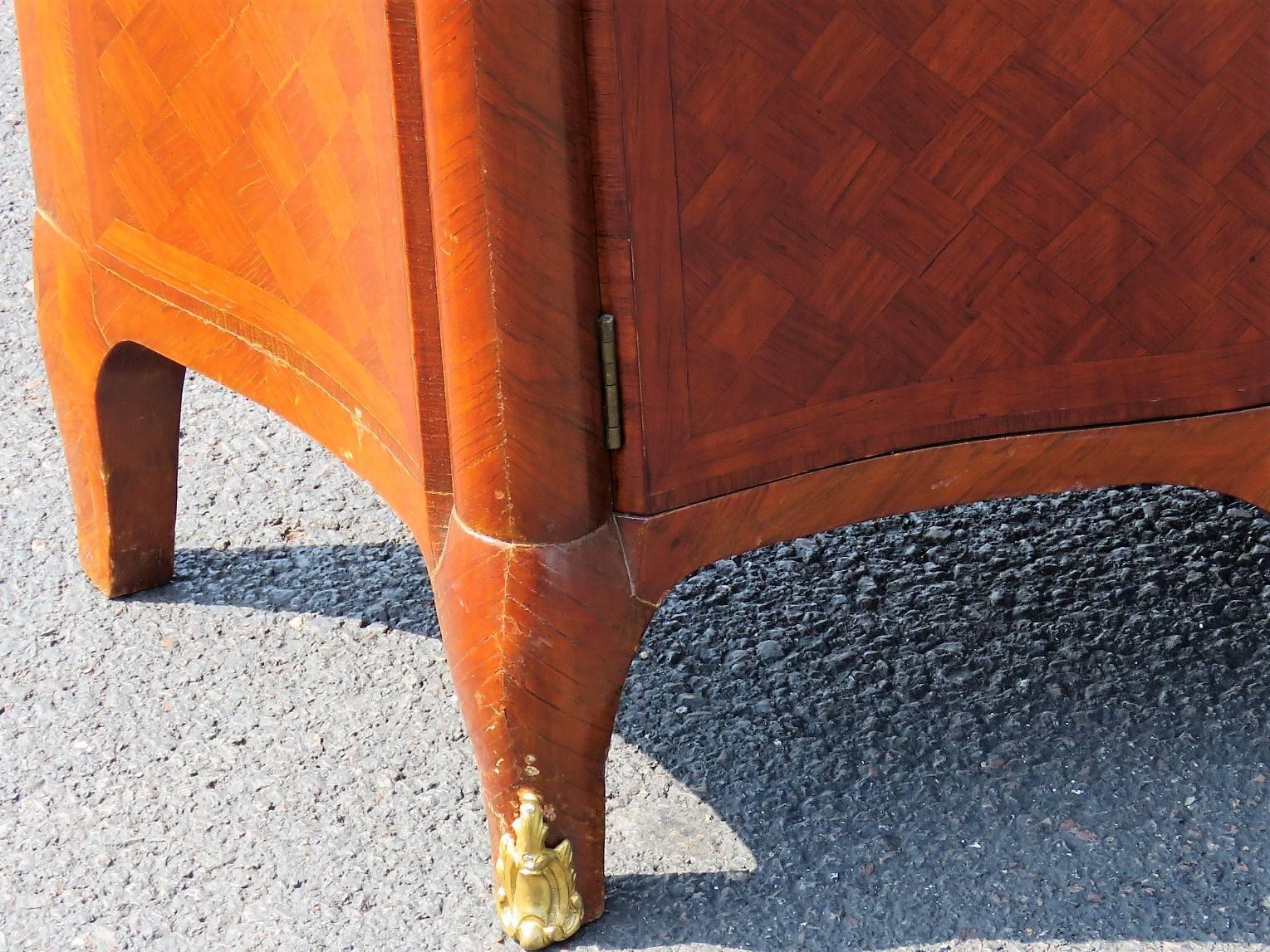 Pair of Jansen Parquetry Inlaid Marble-Top Two-Door Cabinets 1