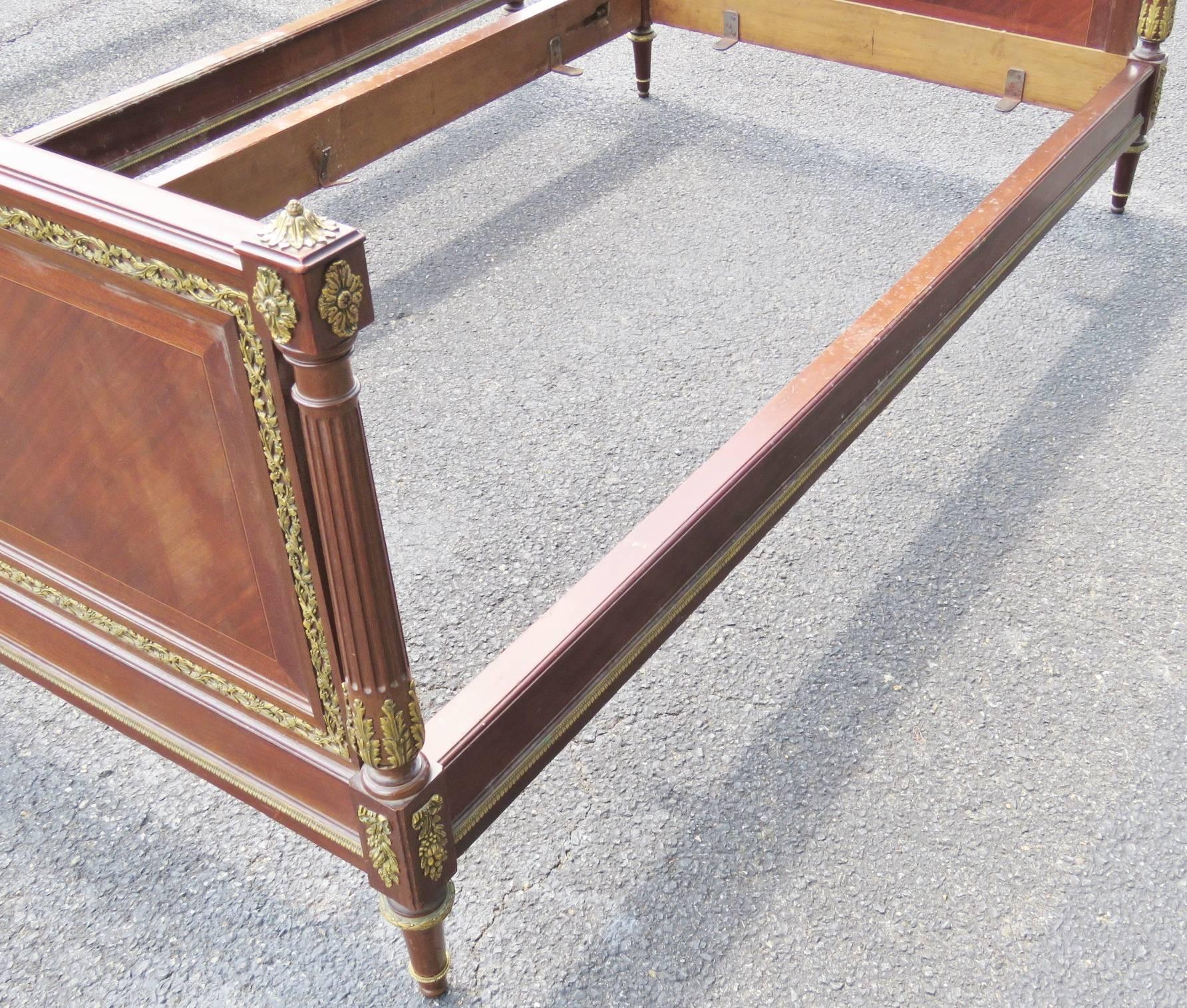 Franclois Linke Marquetry Inlaid Mahogany Bronze Mounted Twin Single Beds 5