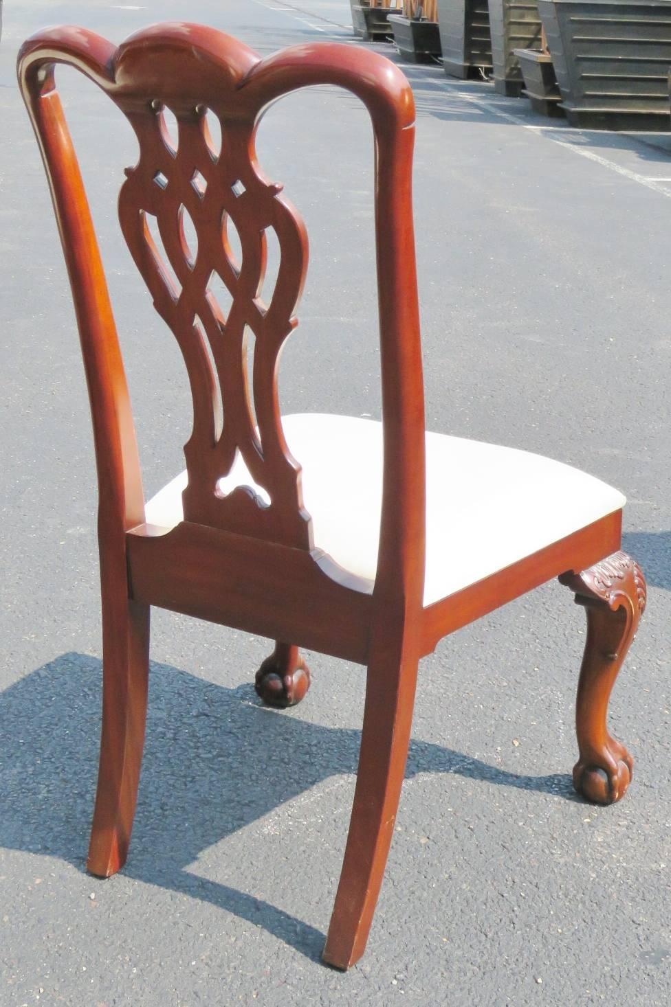Eight Maitland Smith Mahogany Carved Side Chairs In Good Condition In Swedesboro, NJ
