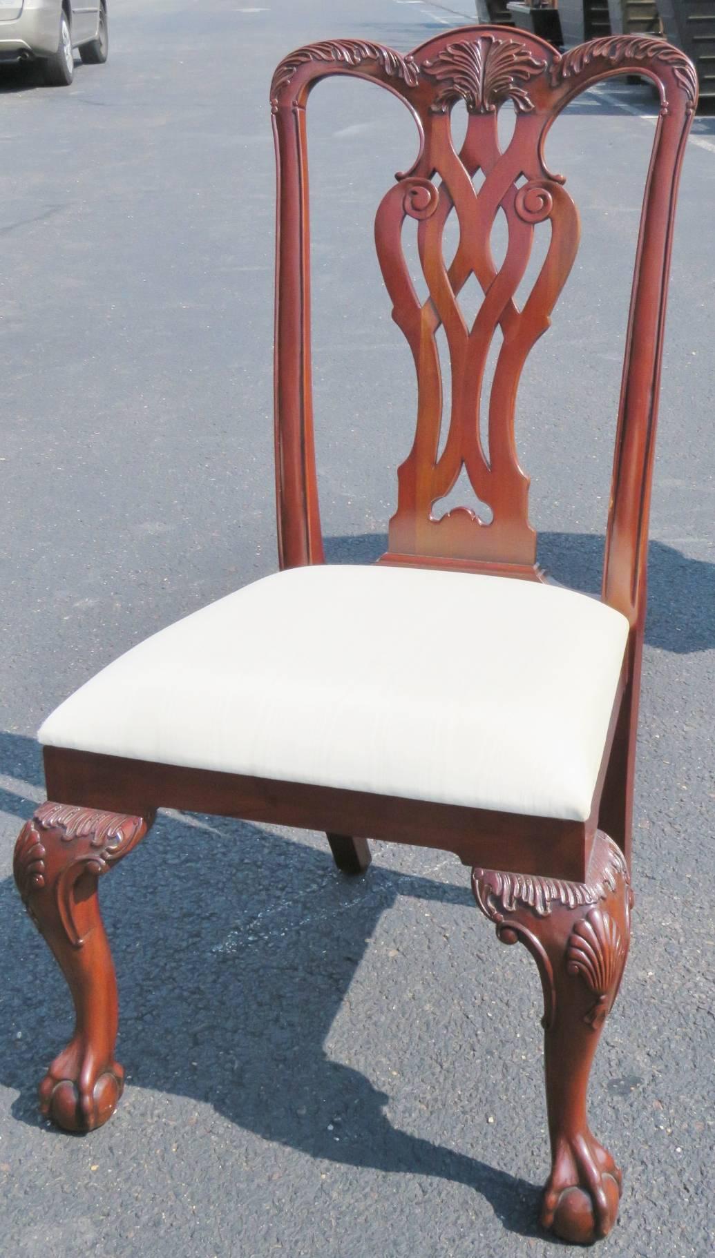 Eight Maitland Smith Mahogany Carved Side Chairs 2