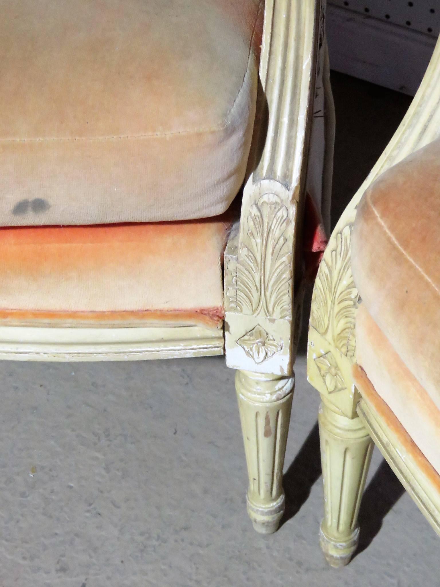 Pair Louis XVI Style Caned Porter Chairs 1