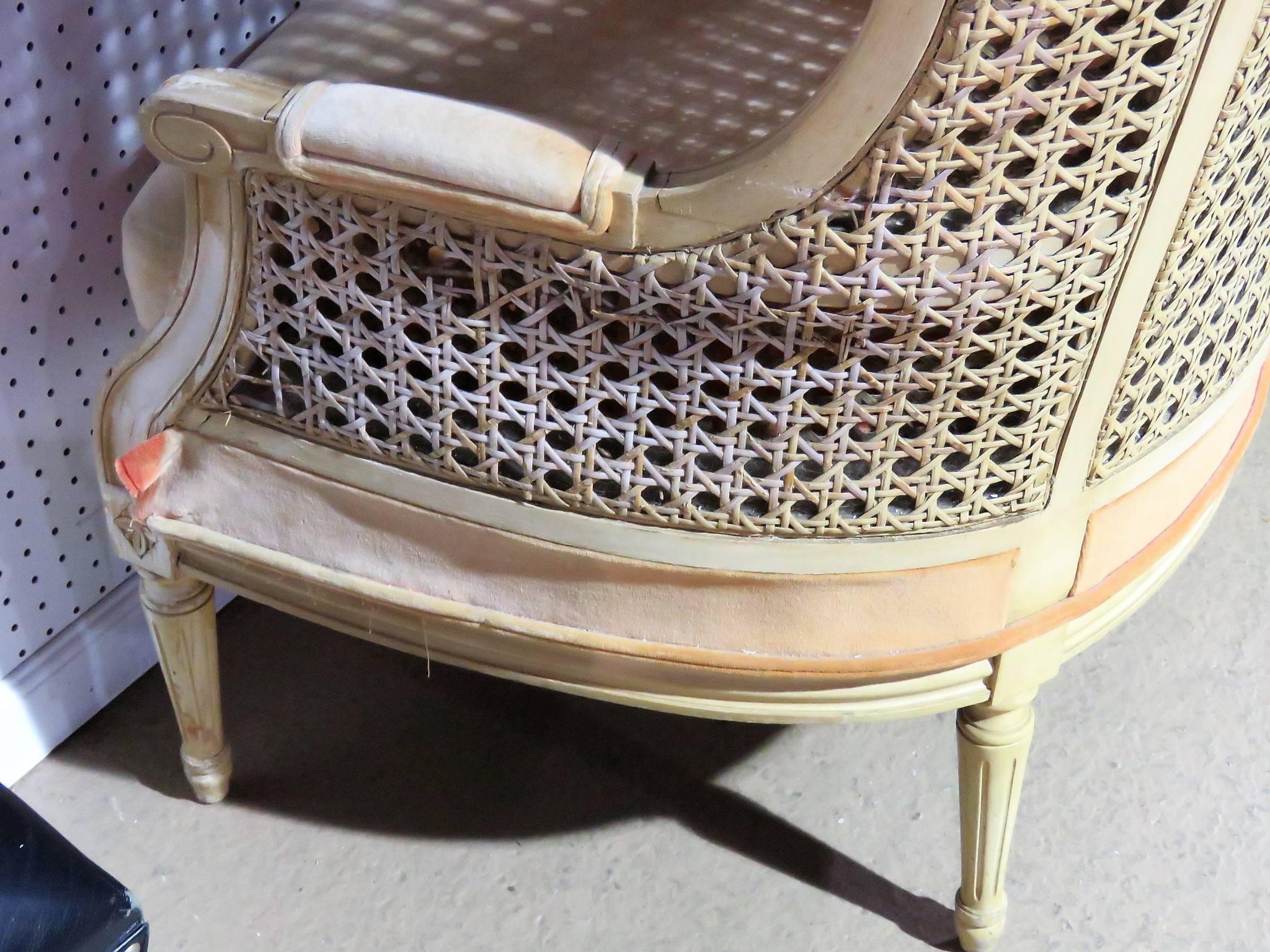 Pair Louis XVI Style Caned Porter Chairs 4