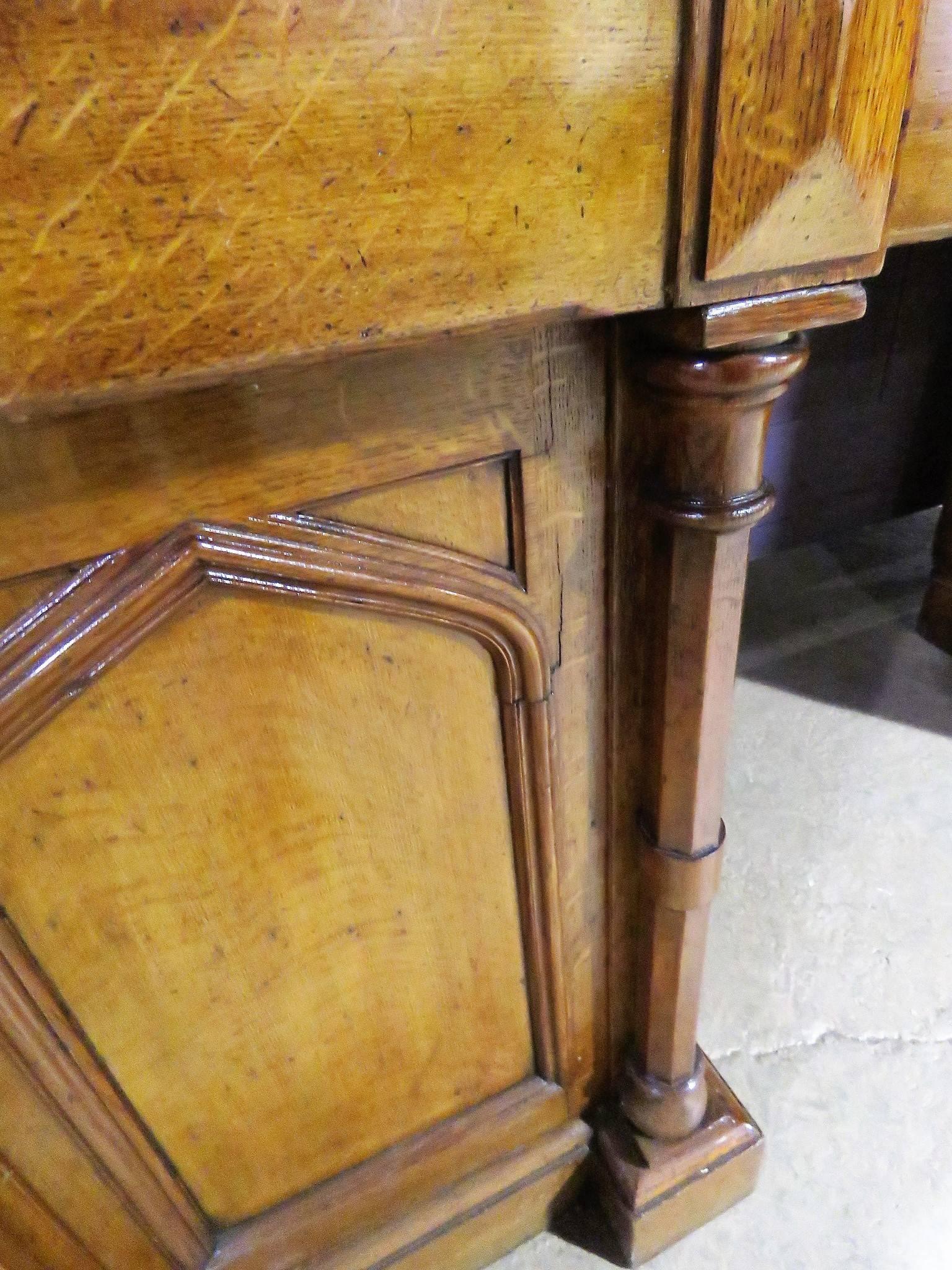 English Gothic Victorian Style Oak Sideboard Huntboard with Mirror 3