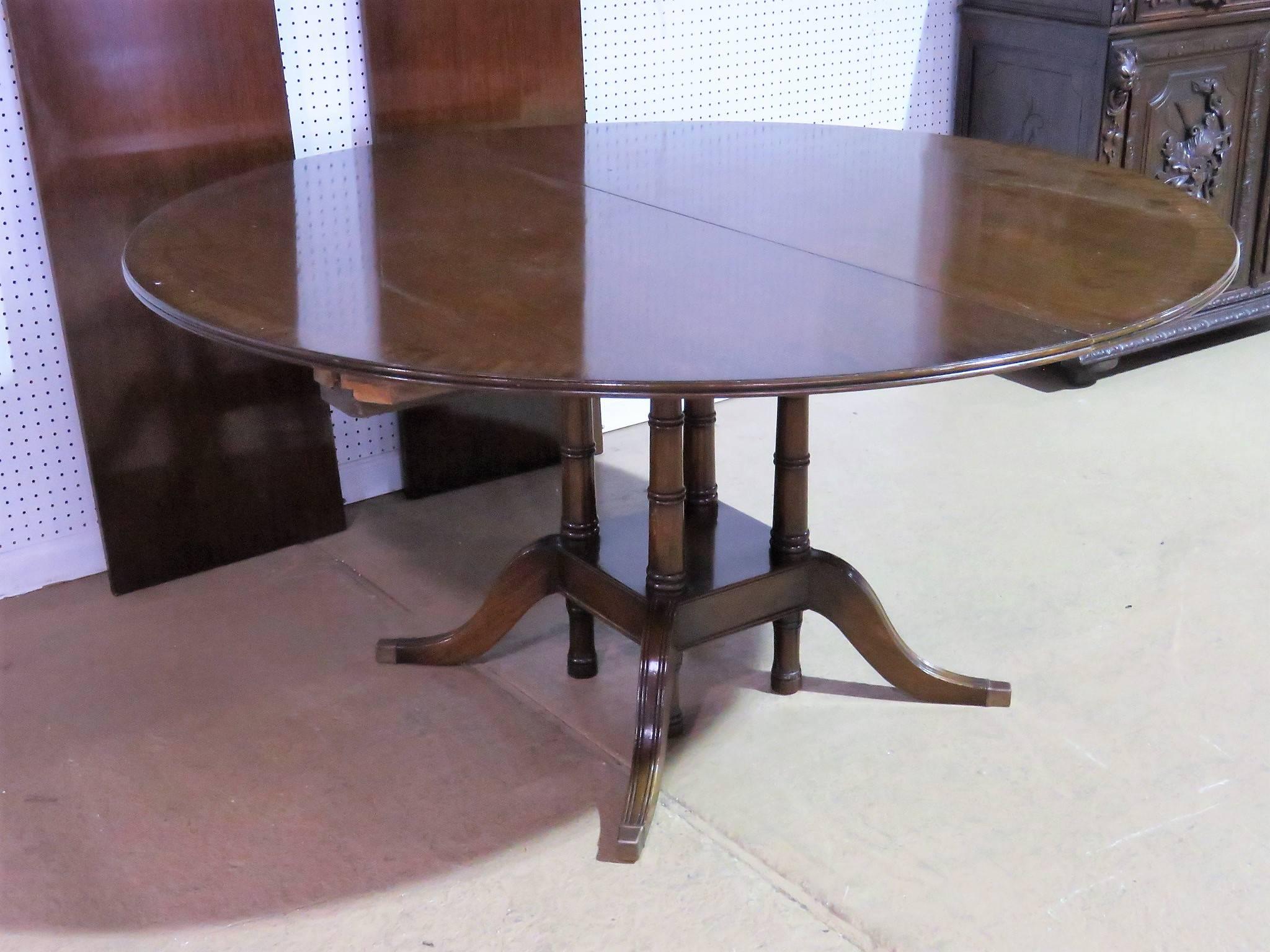 20th Century Custom Mahogany Round Banded Dining Table