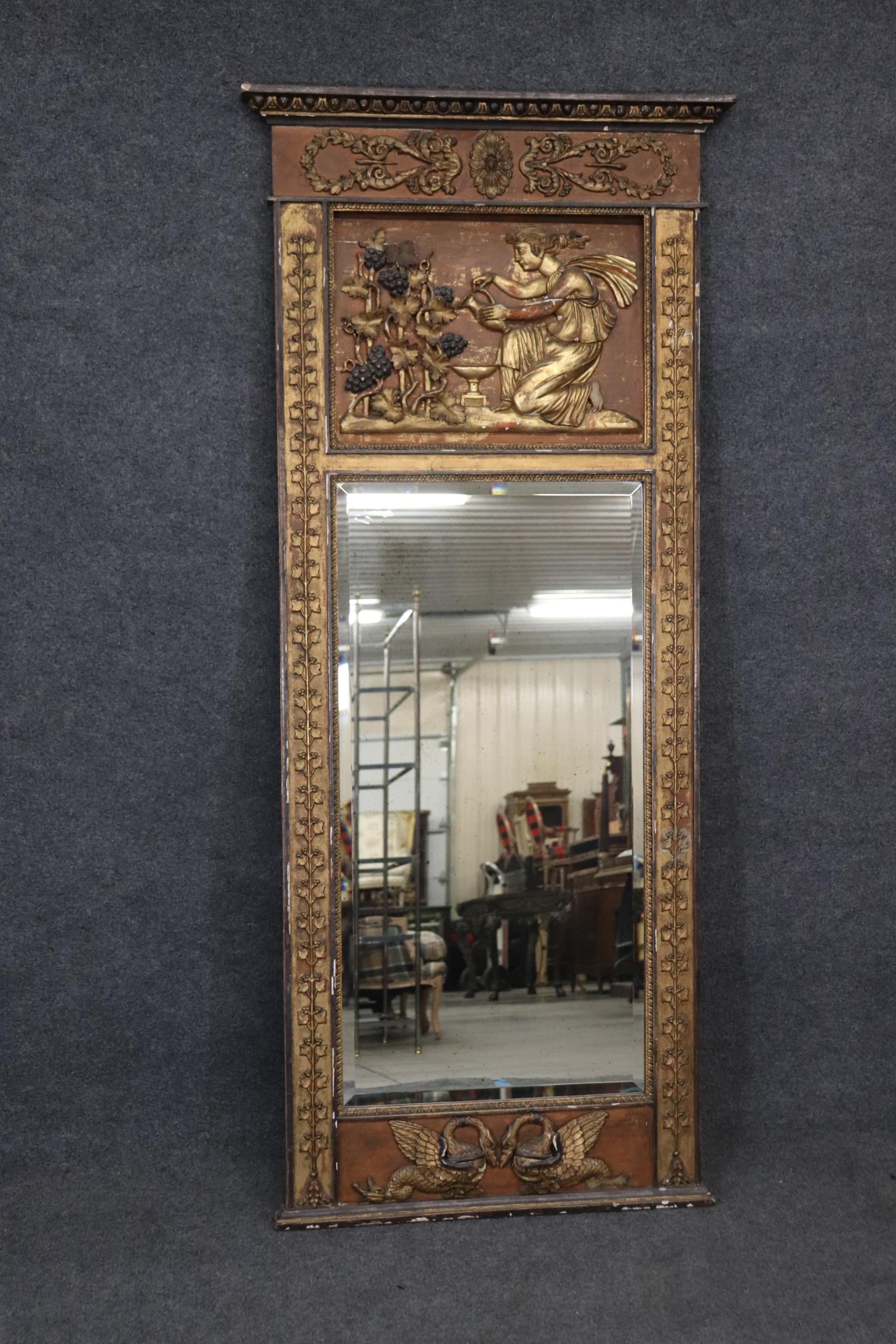 Majestic French Louis XV Gilded Mirror Marble Top Console Credenza, Circa 1890 2