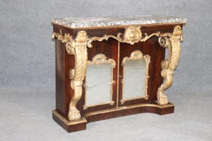 Majestic French Louis XV Gilded Mirror Marble Top Console Credenza, Circa 1890