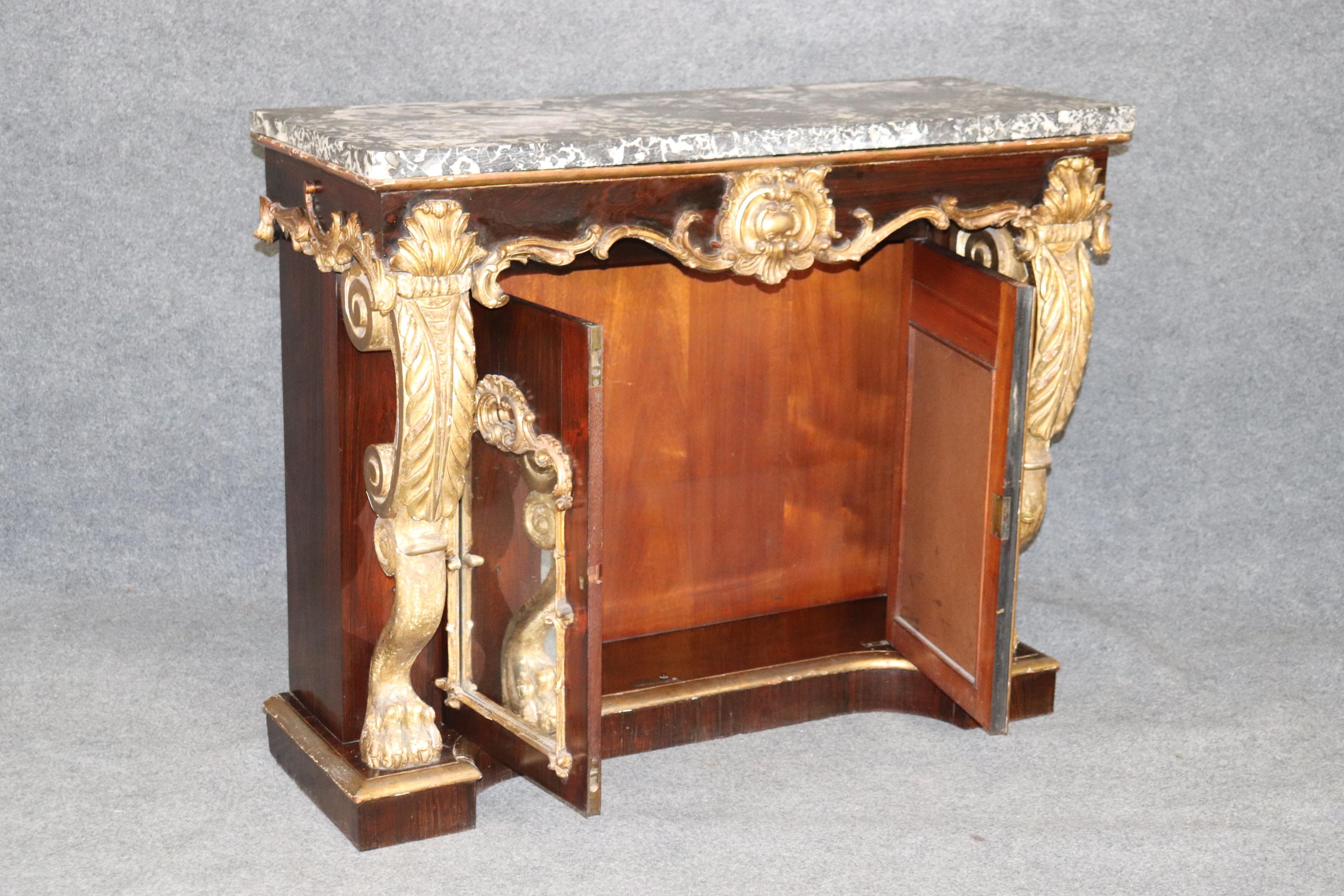 Majestic French Louis XV Gilded Mirror Marble Top Console Credenza, Circa 1890 In Good Condition In Swedesboro, NJ