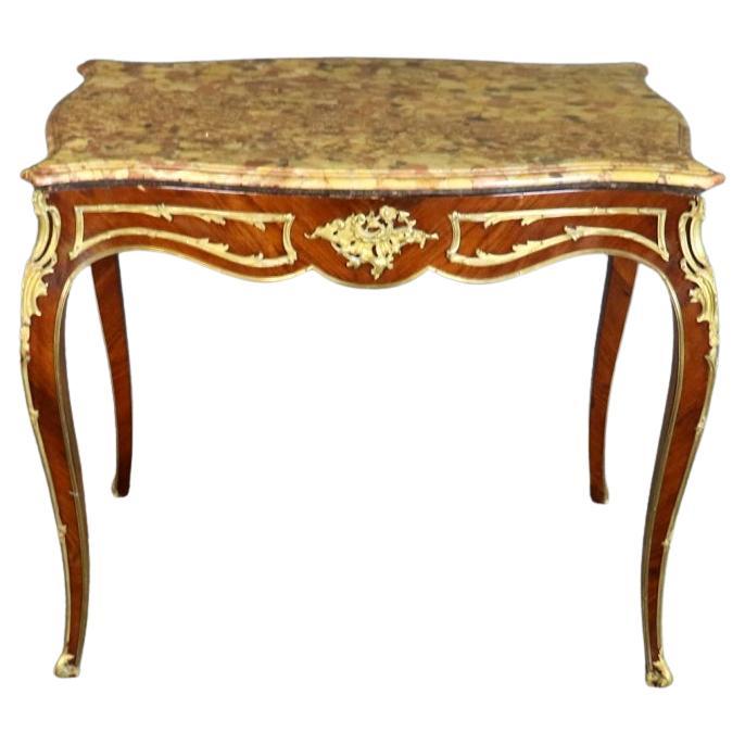 Linke Style 19th Century Bronze Mounted Marble Top Center Table For Sale