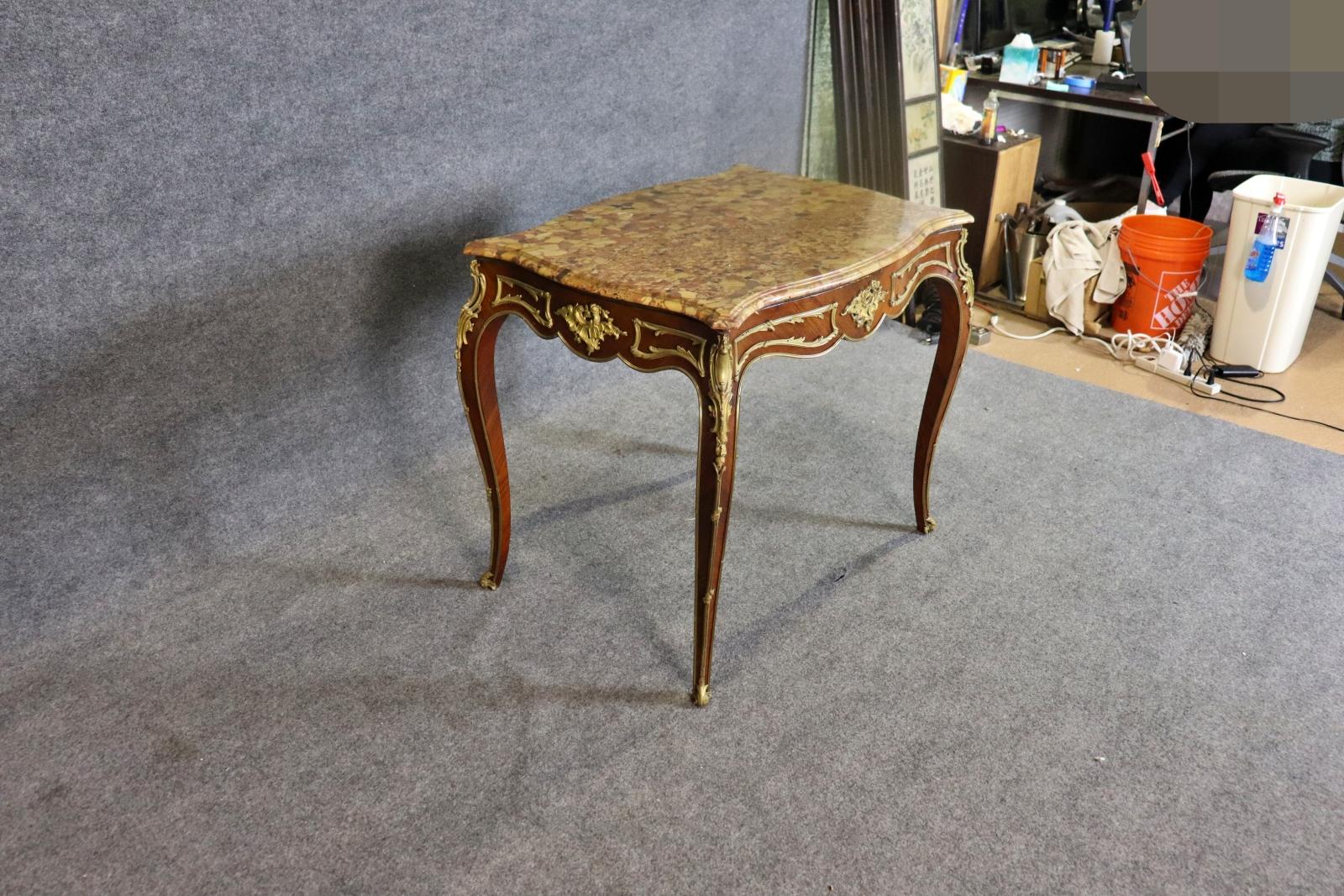 French Linke Style 19th Century Bronze Mounted Marble Top Center Table For Sale