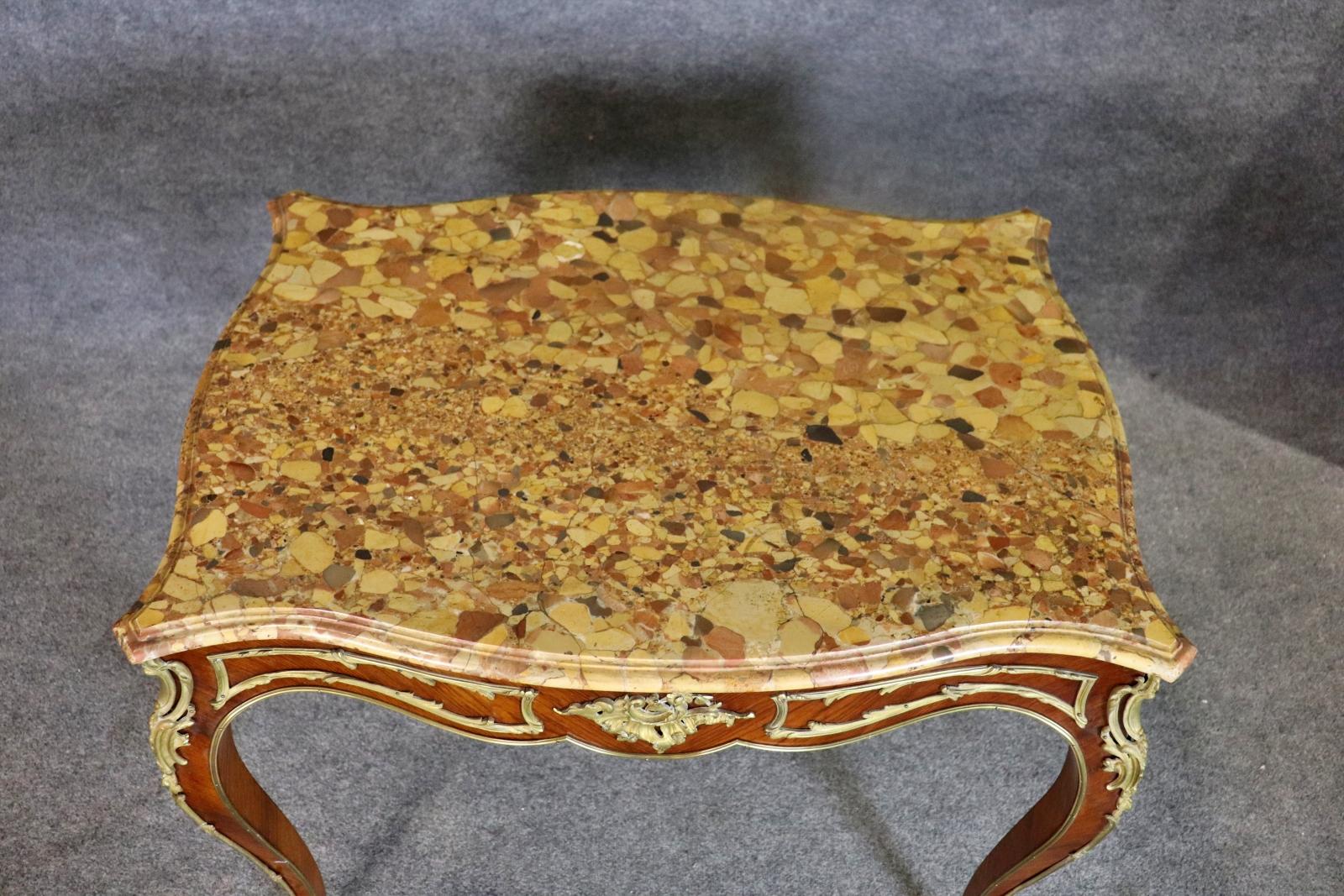Linke Style 19th Century Bronze Mounted Marble Top Center Table In Good Condition For Sale In Swedesboro, NJ