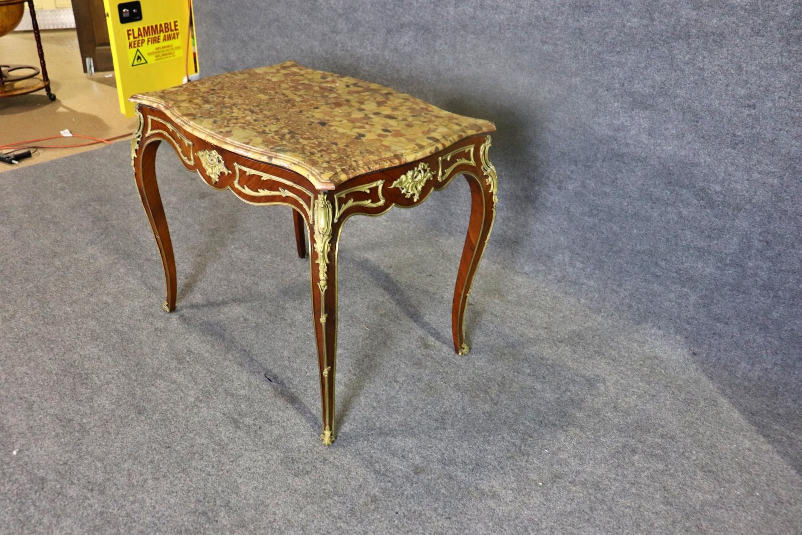 Louis XV Linke Style 19th Century Bronze Mounted Marble Top Center Table For Sale