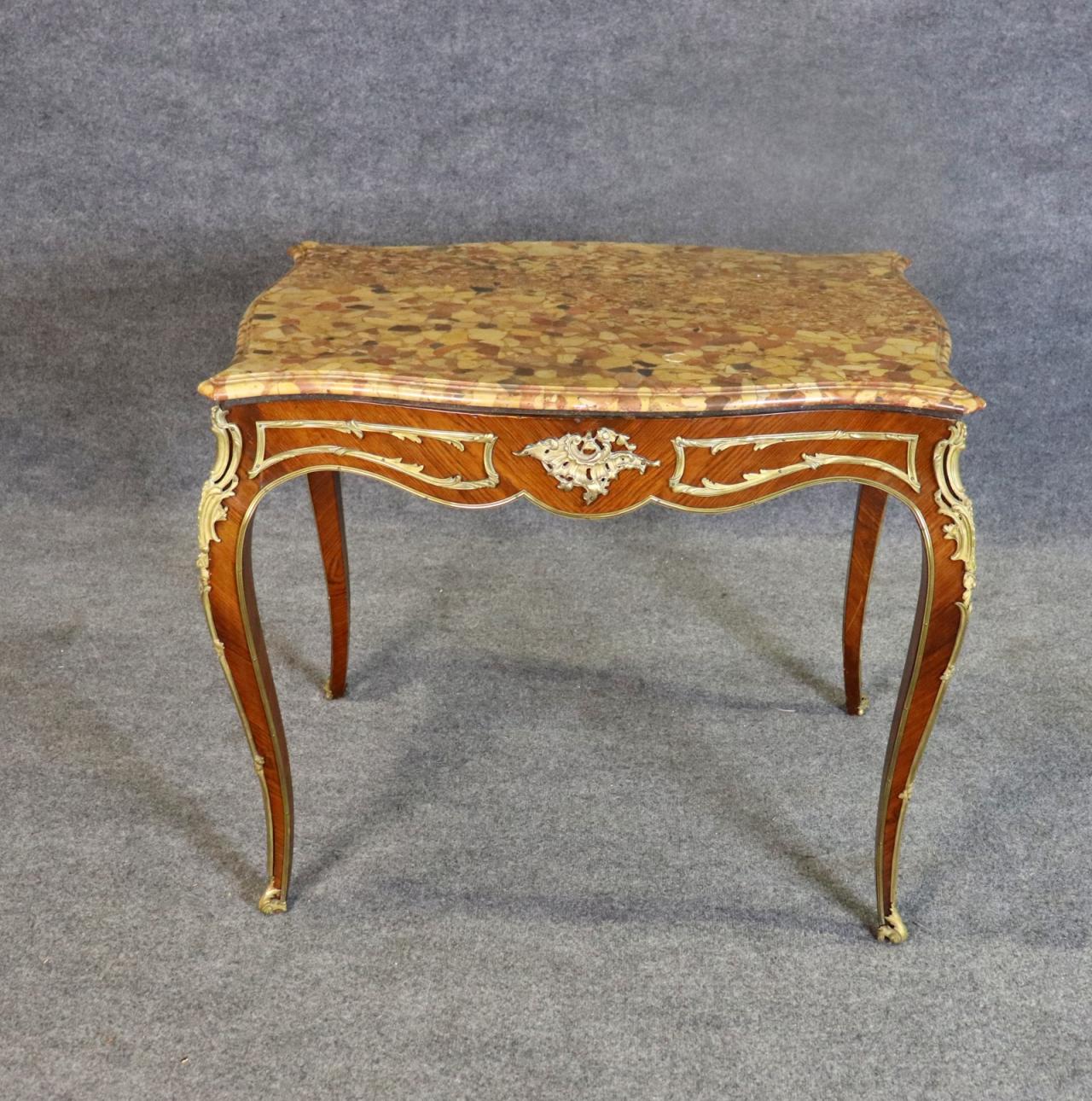 Linke Style 19th Century Bronze Mounted Marble Top Center Table For Sale 1