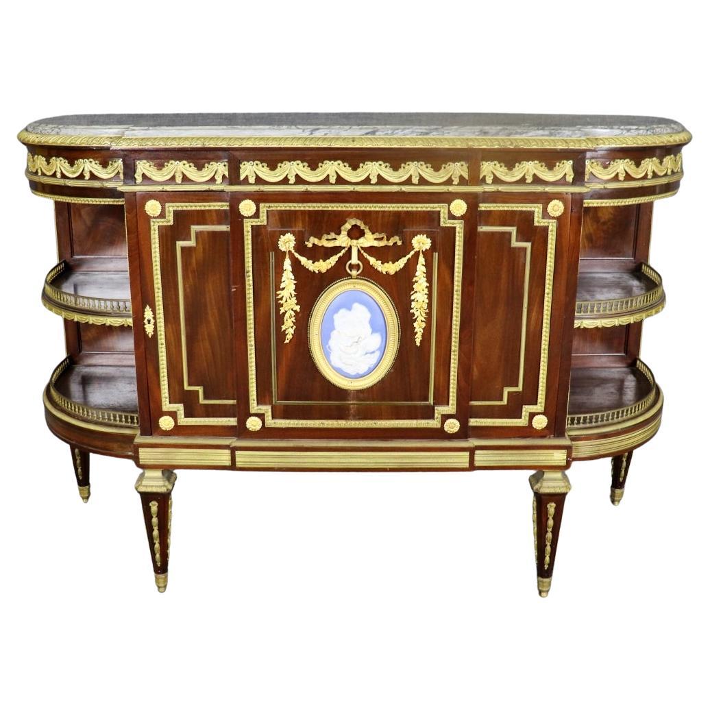 19TH C Louis XVI Stil Französisch Marmorplatte Server mit Wedgewood Plaque im Angebot