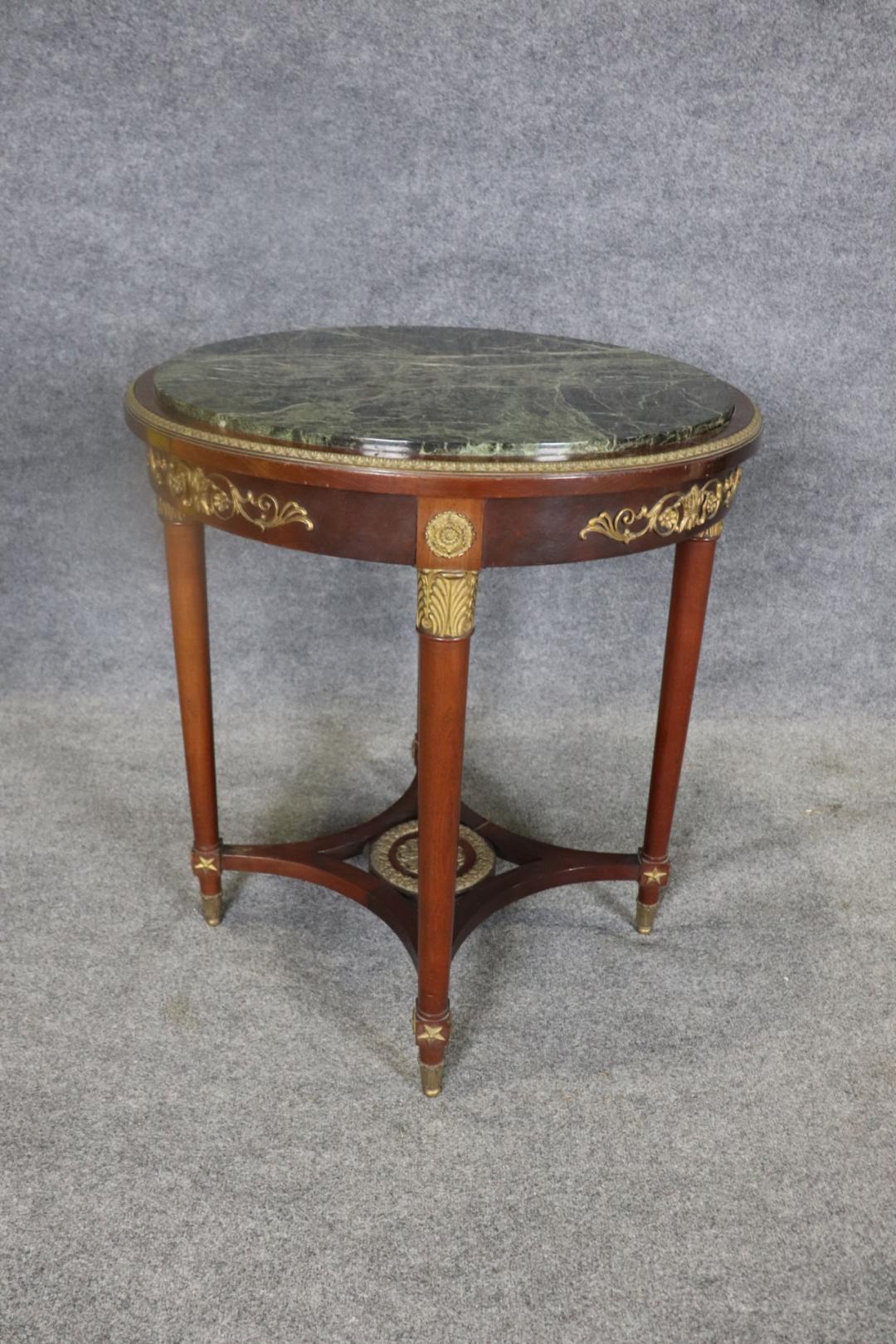 19TH C Empire Bronze Mounted Marble Top Round Table For Sale 1