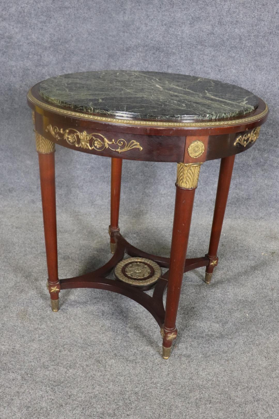 19TH C Empire Bronze Mounted Marble Top Round Table For Sale 2