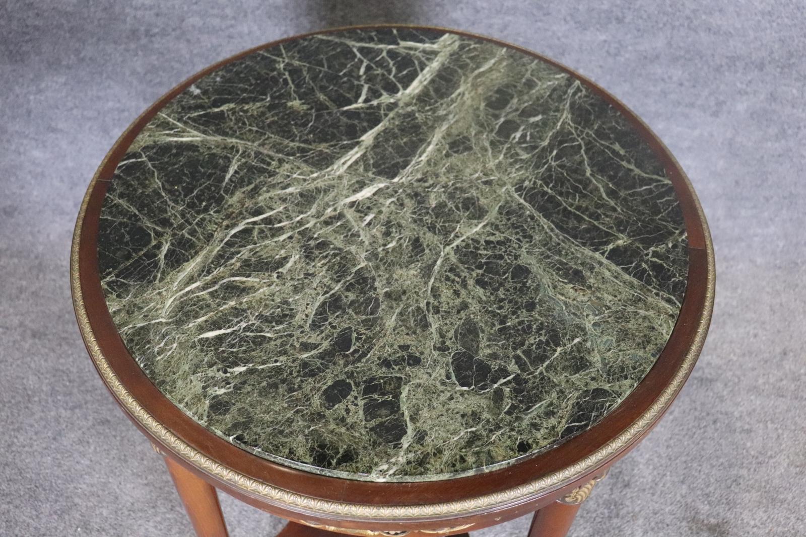European 19TH C Empire Bronze Mounted Marble Top Round Table For Sale