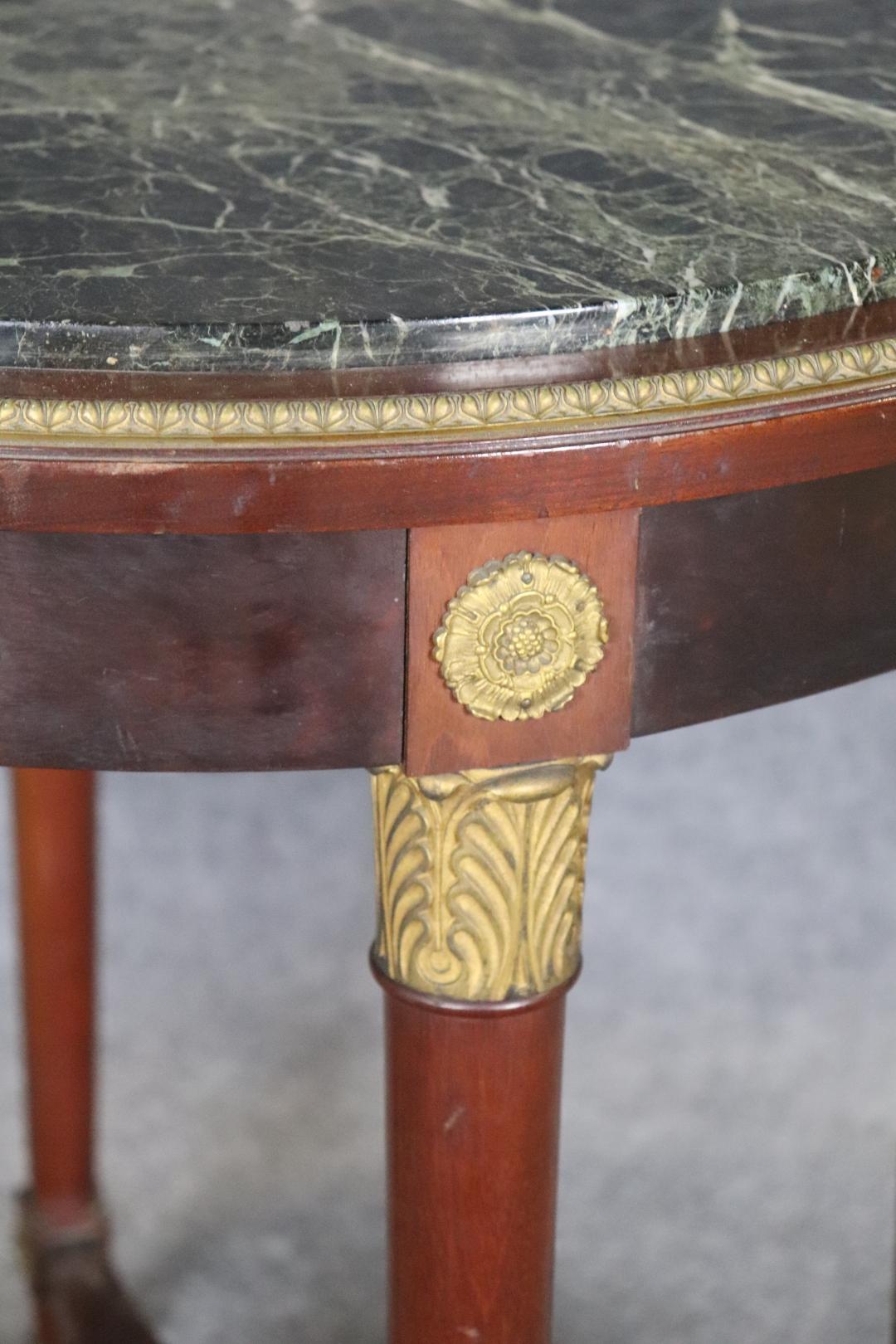 19TH C Empire Bronze Mounted Marble Top Round Table For Sale 3