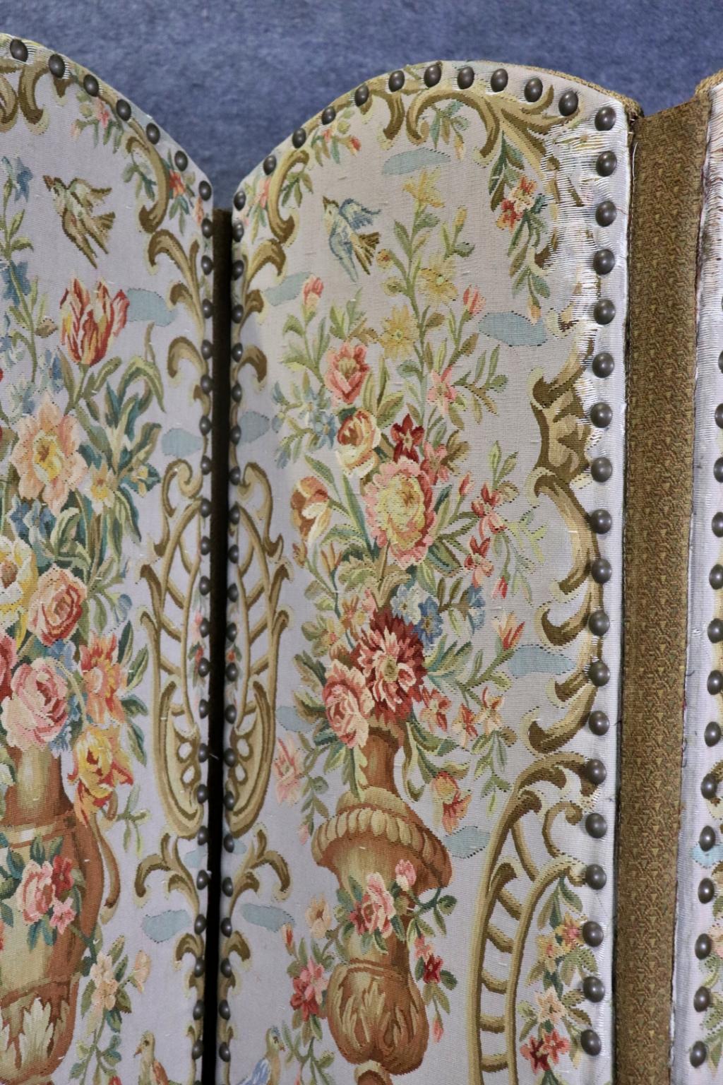 Tapisserie à l'aiguille Séparateur de pièce à 4 panneaux en pointe d'aiguille en vente