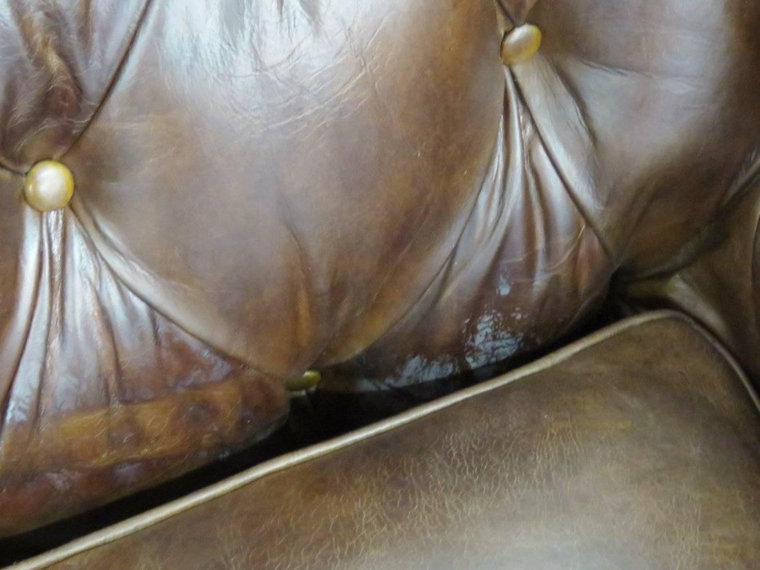 20th Century Brown Tufted Leather Chesterfield Sofa