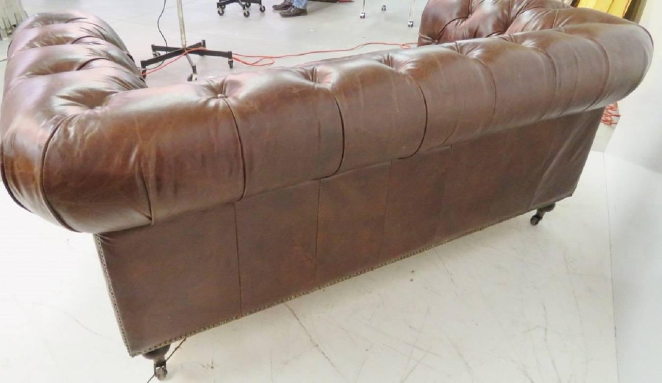 Brown Tufted Leather Chesterfield Sofa 1