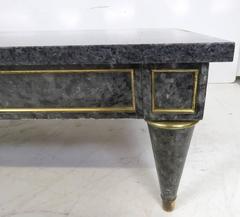 Maison Jansen Style Faux Painted Marble Top & Brass Rectangular Coffee Table