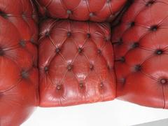 Red Leather Tufted Chesterfield Lounge Chair