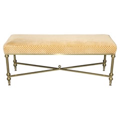 1970's Maison Jansen Style Brass Upholstered Directoire Bench